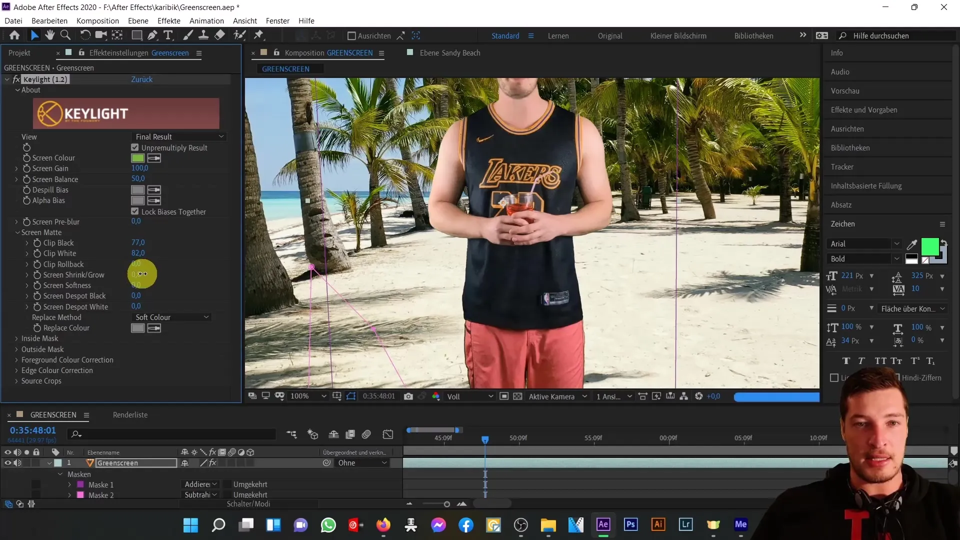 Efek Greenscreen dan teknik masking di After Effects