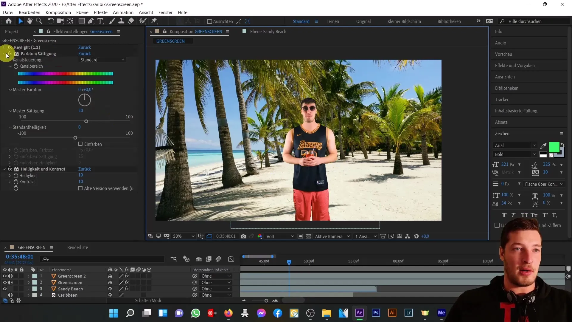 Efek greenscreen dan teknik masker After Effects