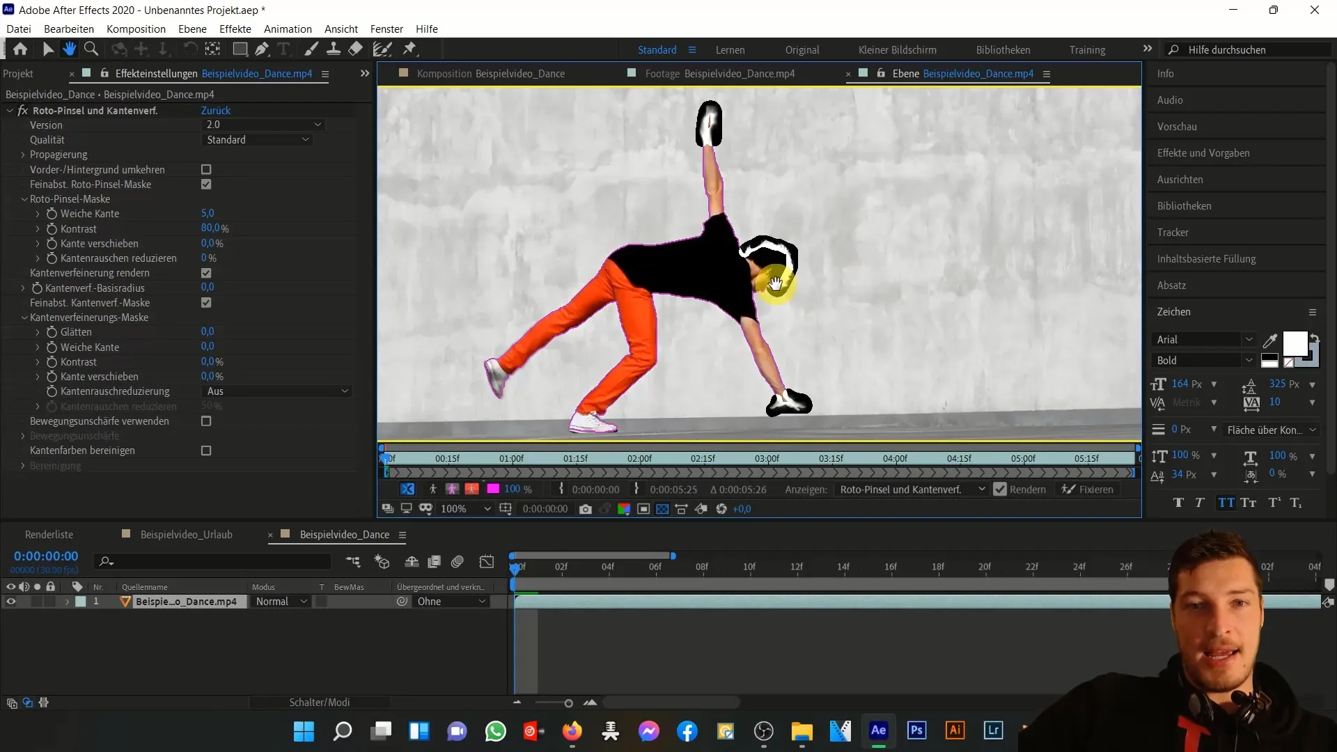 Pemanfaatan efektif alat Rotobrush di After Effects