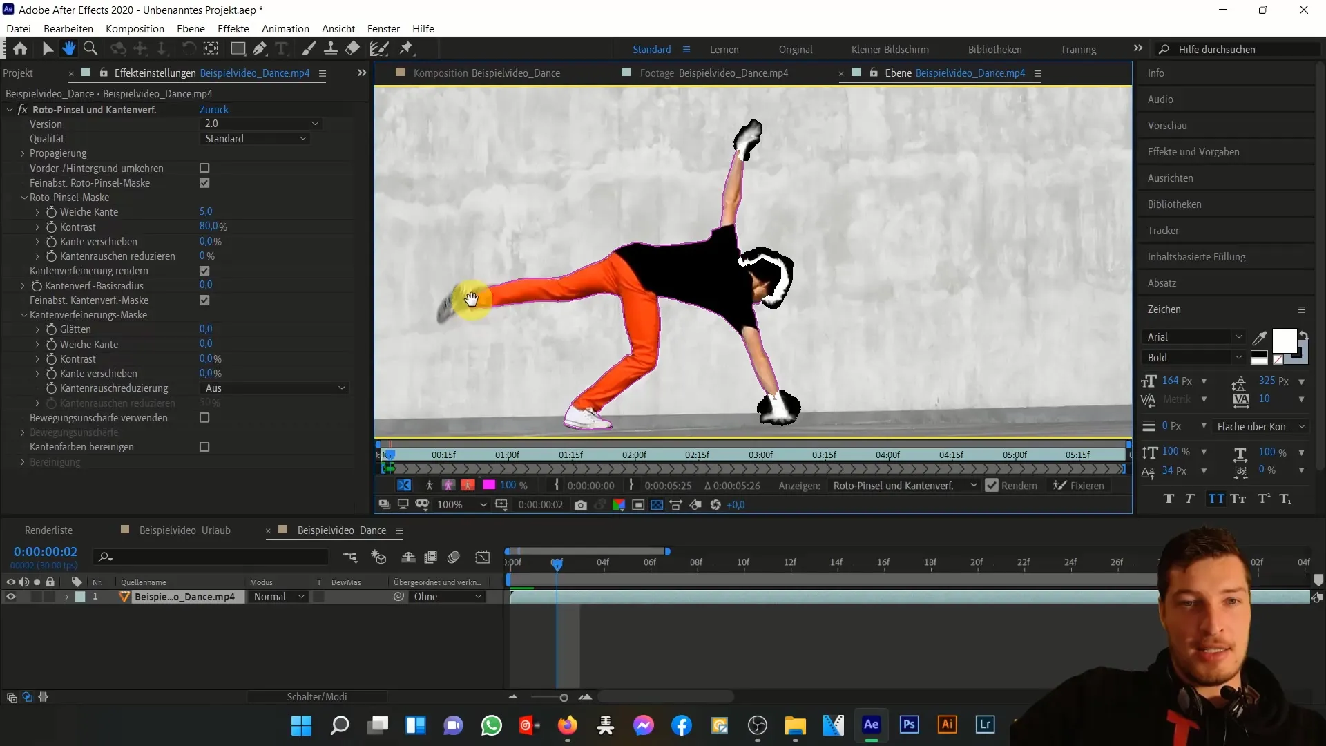 Pemanfaatan yang efektif dari alat Rotobrush di After Effects