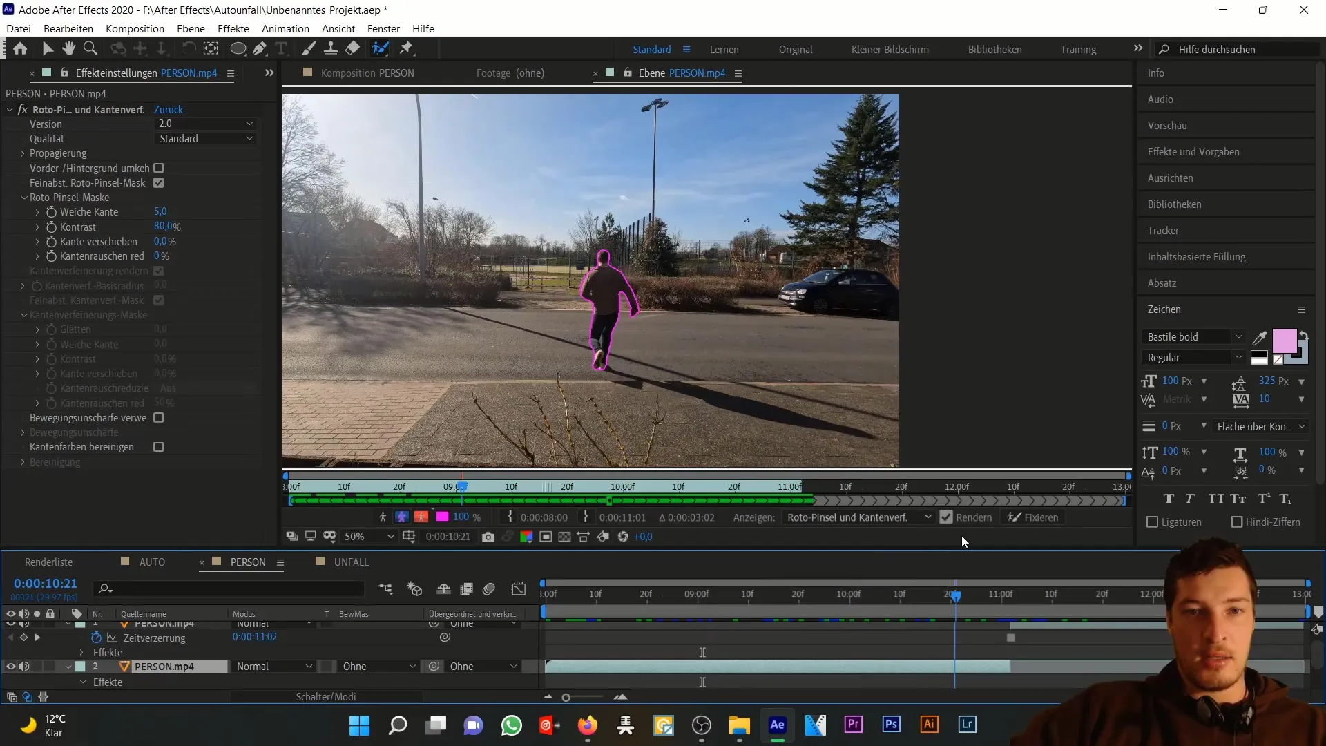 Simulace dopravní nehody: přesné vystřižení osob v programu After Effects