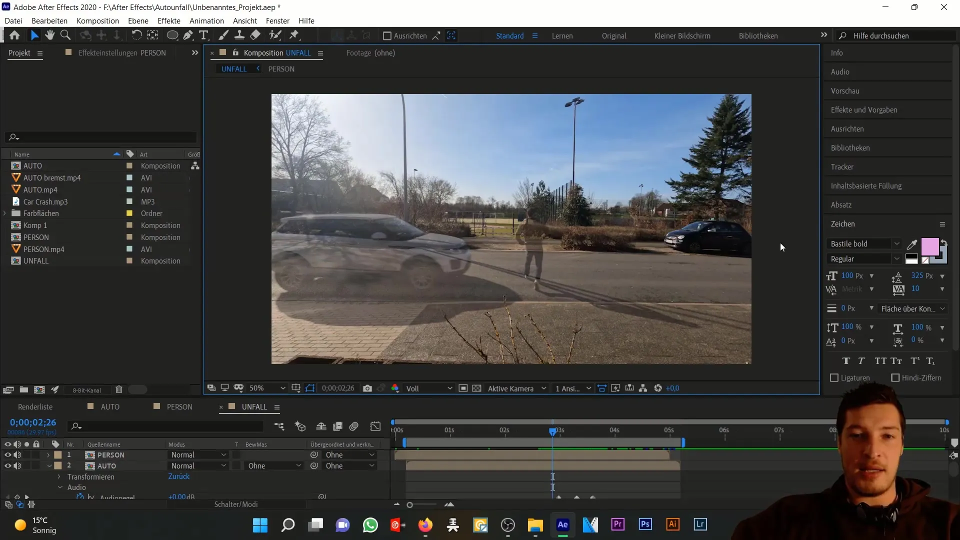 Simulace autonehody: přesné vystřihování osob v programu After Effects