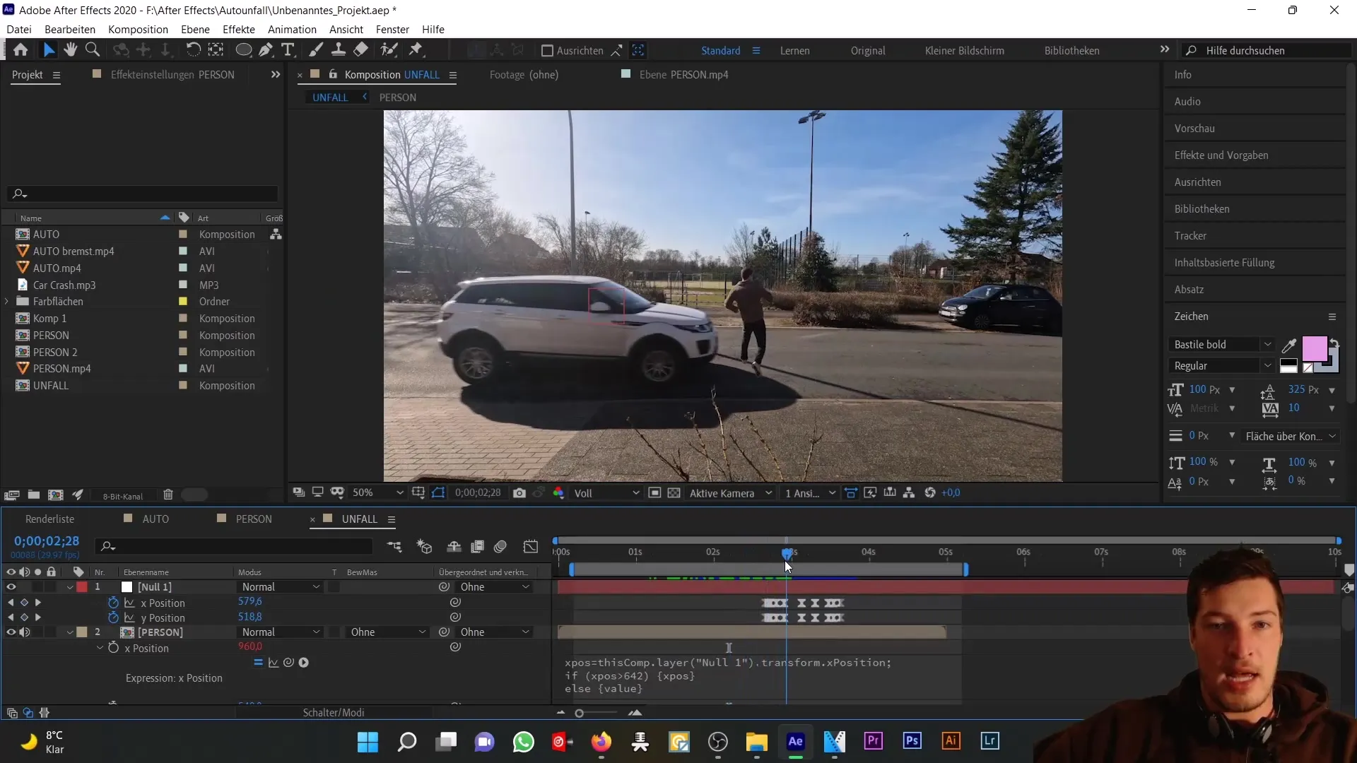 Kecelakaan mobil di After Effects: Null object dan ekspresi untuk animasi yang realistis