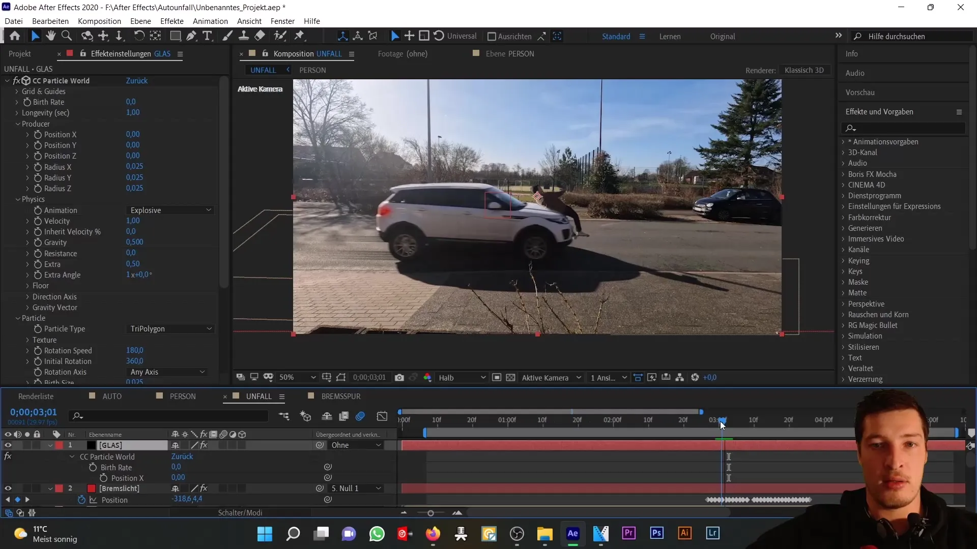 Mensimulasikan kecelakaan mobil: Membuat pecahan kaca yang realistis di After Effects