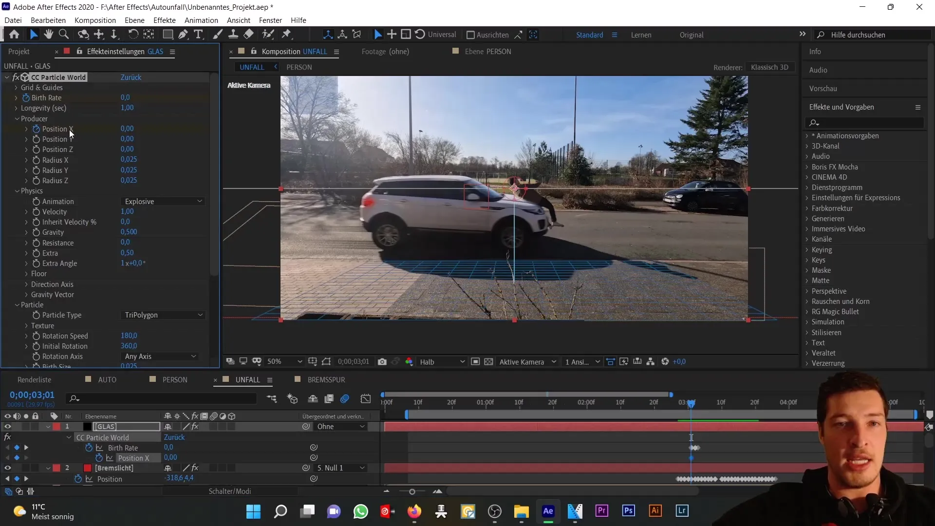 Trafik kazasını simüle etmek: After Effects'te gerçekçi cam parçaları oluşturmak