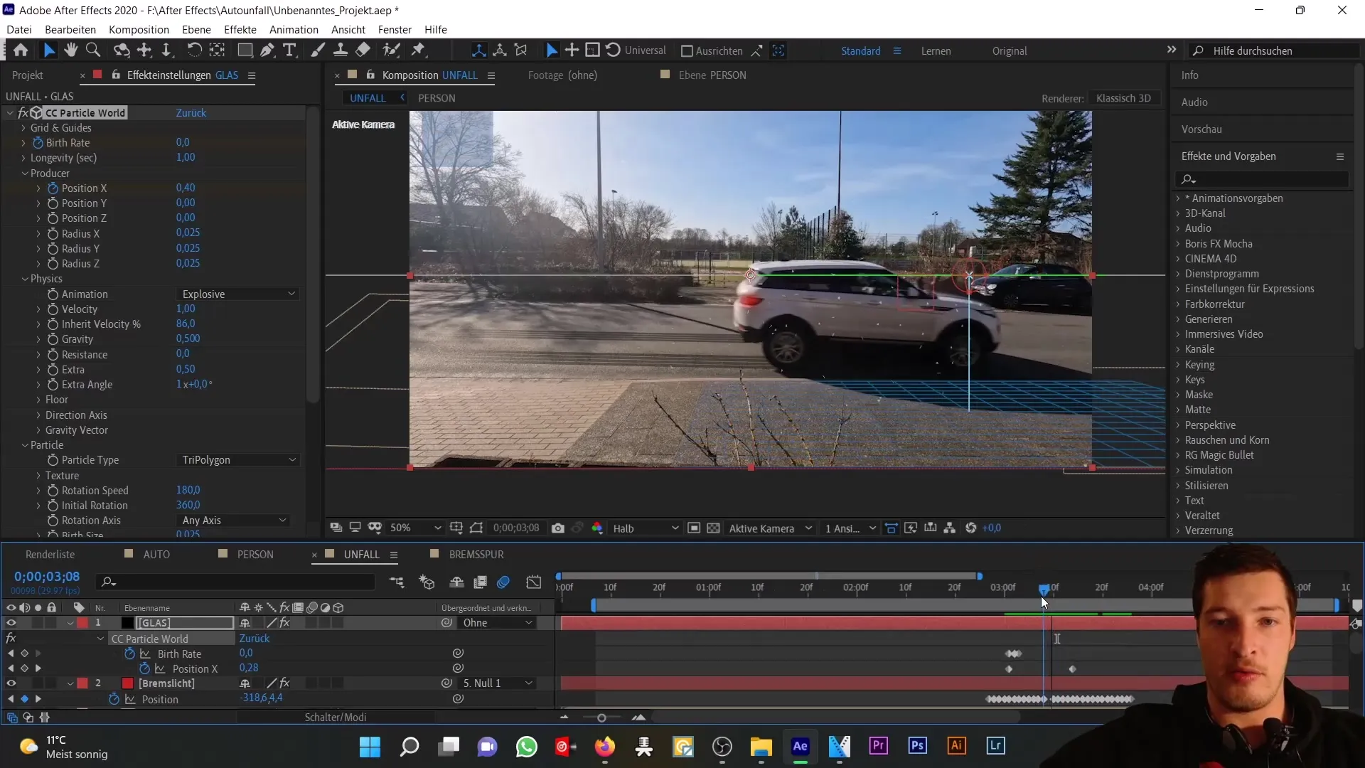 Mensimulasikan kecelakaan mobil: Membuat pecahan kaca yang realistis di After Effects