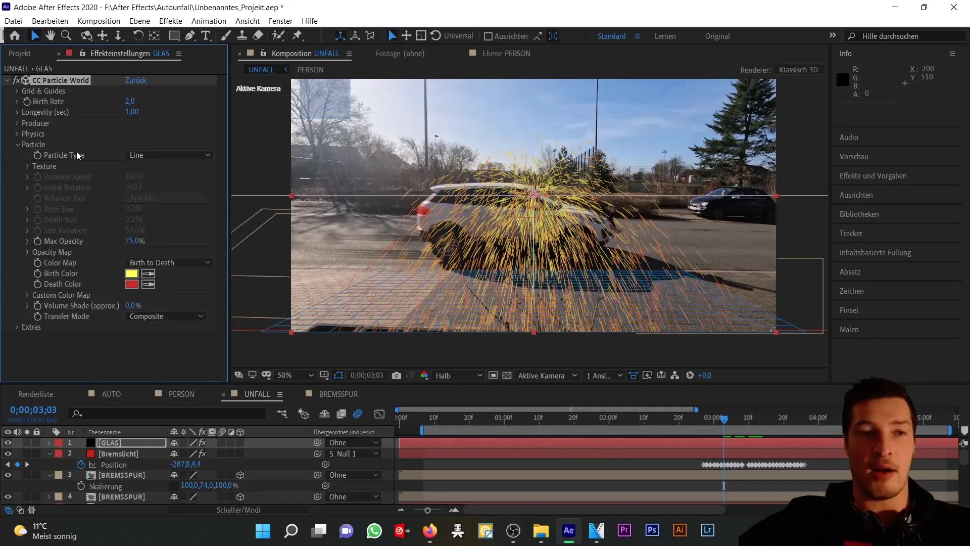 Mensimulasikan kecelakaan mobil: Membuat pecahan kaca realistis di After Effects