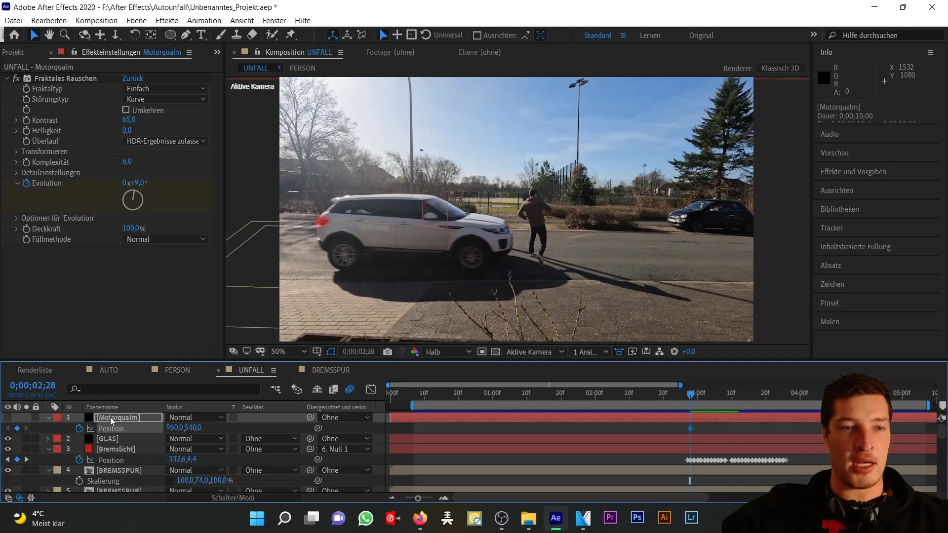 Vytvoření realistického dýmového efektu v programu After Effects pro autohavárie