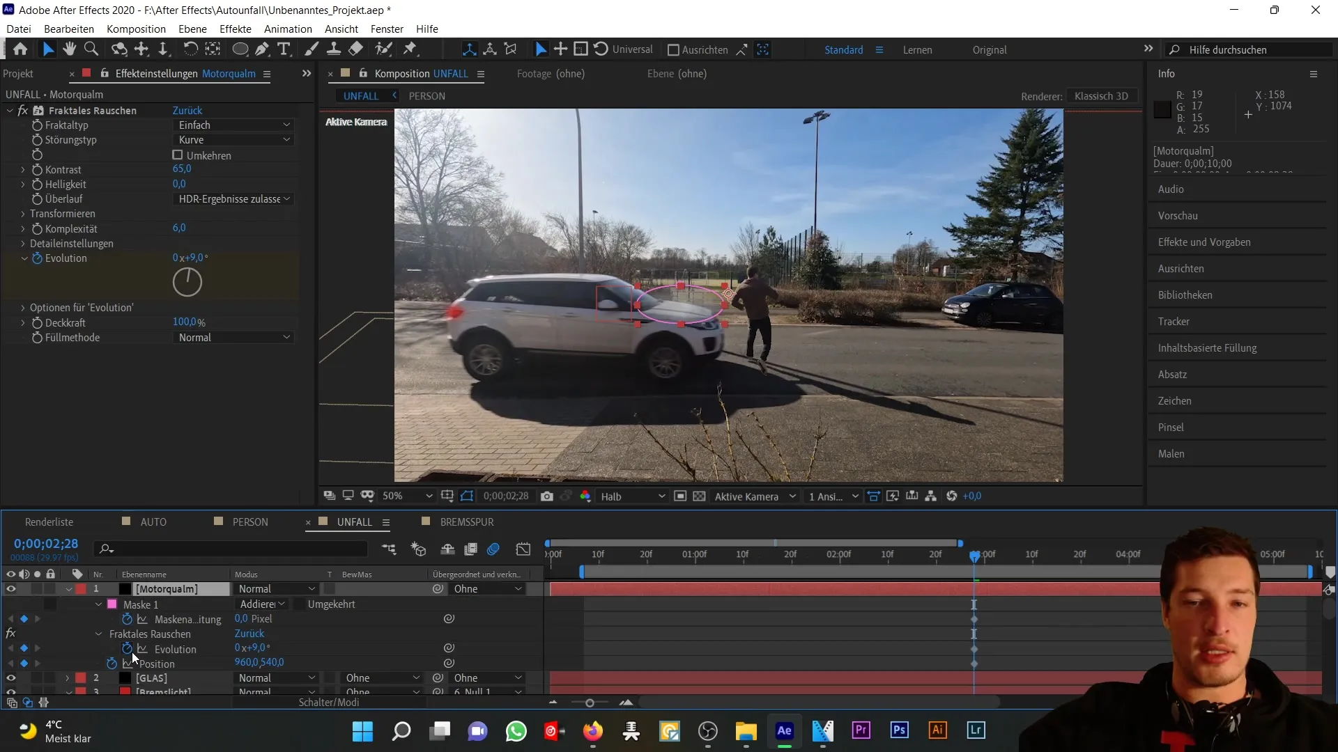 Vytvoření realistického kouřového efektu v programu After Effects pro dopravní nehody