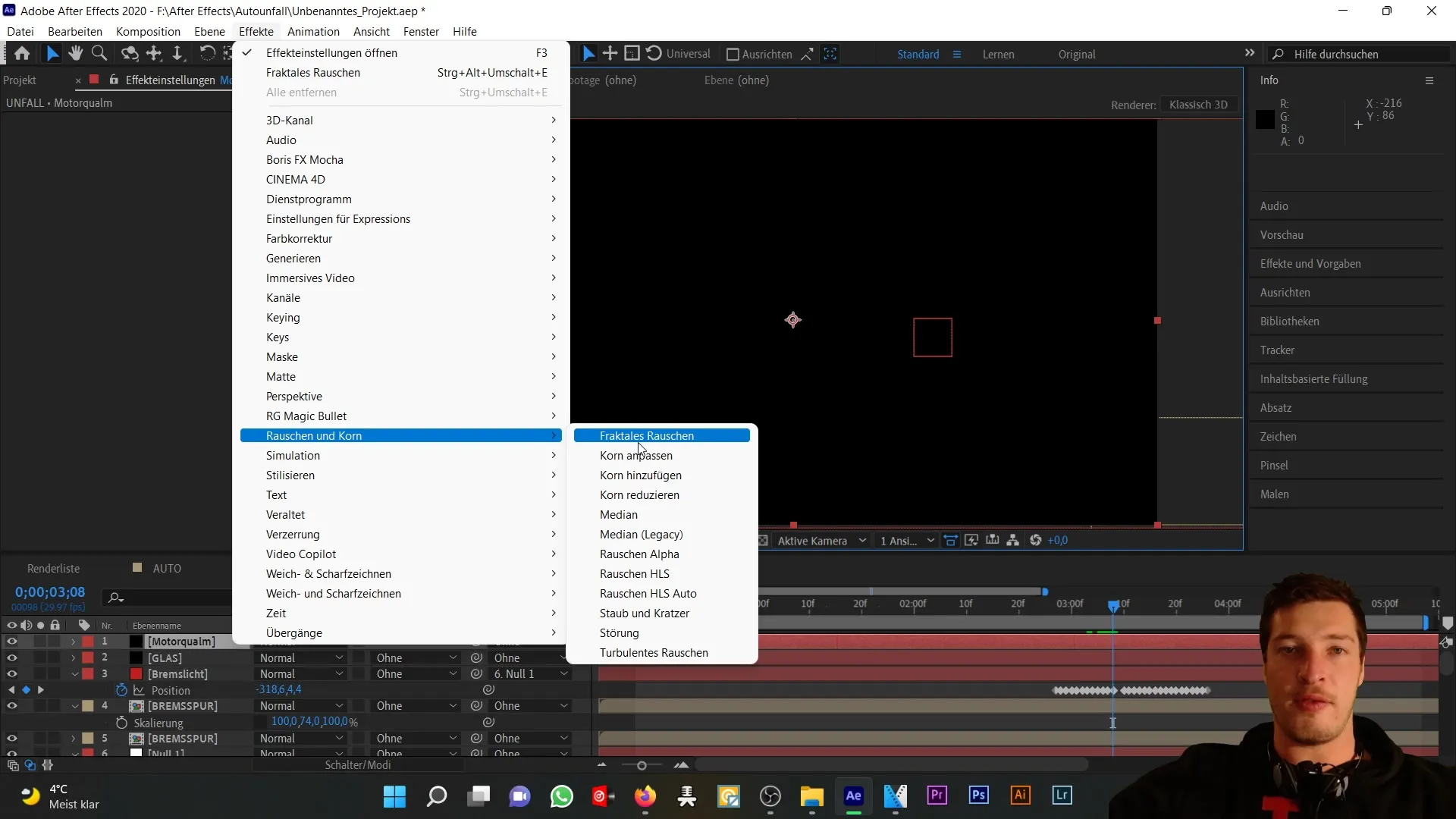 Vytvořte realistický efekt kouře v programu After Effects pro autonehody