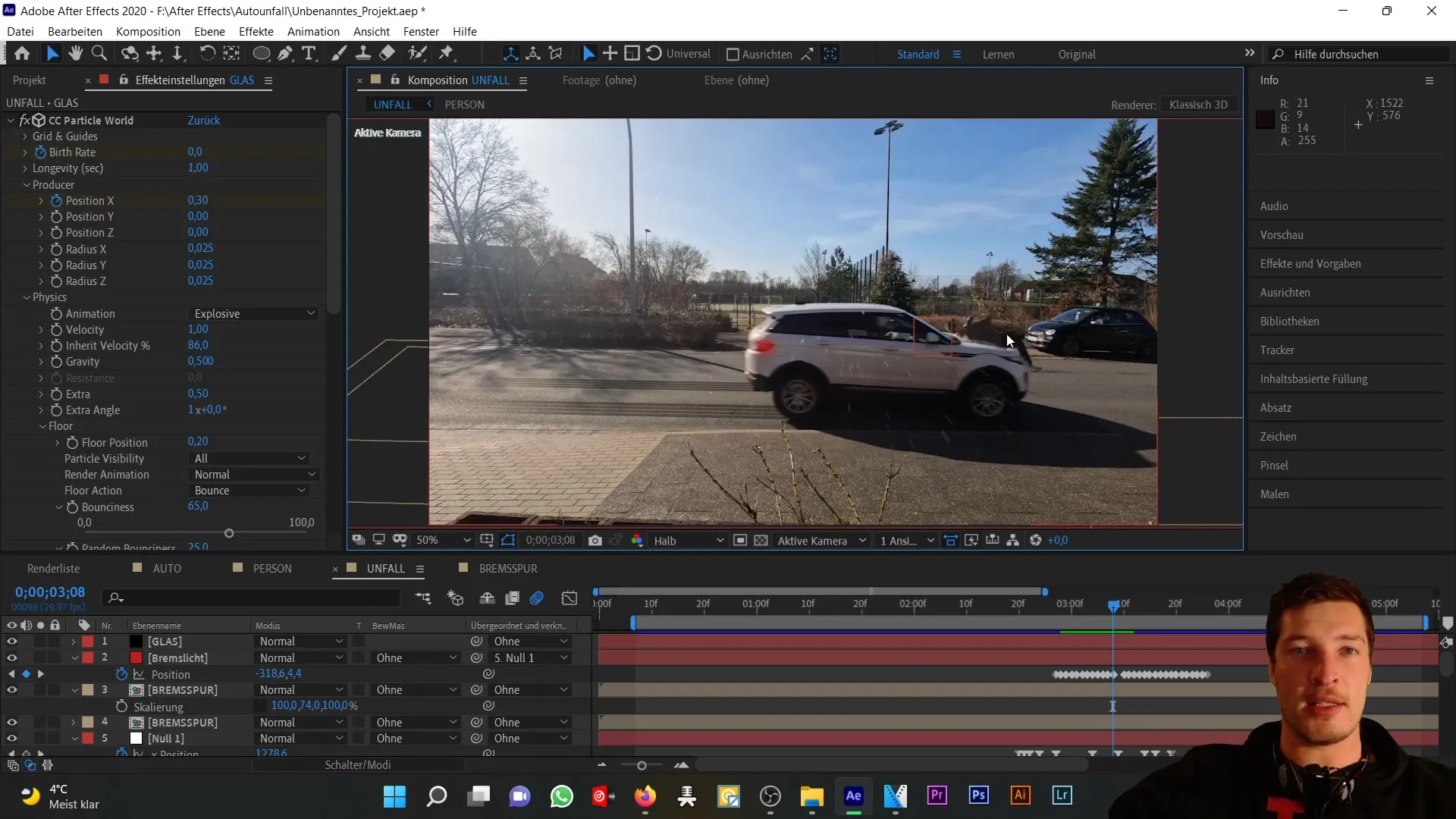 Membuat efek asap realistis di After Effects untuk kecelakaan mobil