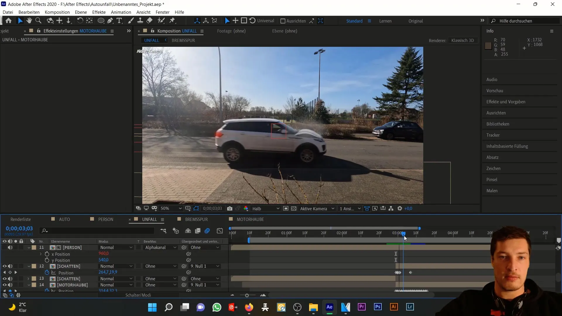 After Effects'te bir motor kaputunda hasarın gerçekçi bir simülasyonu