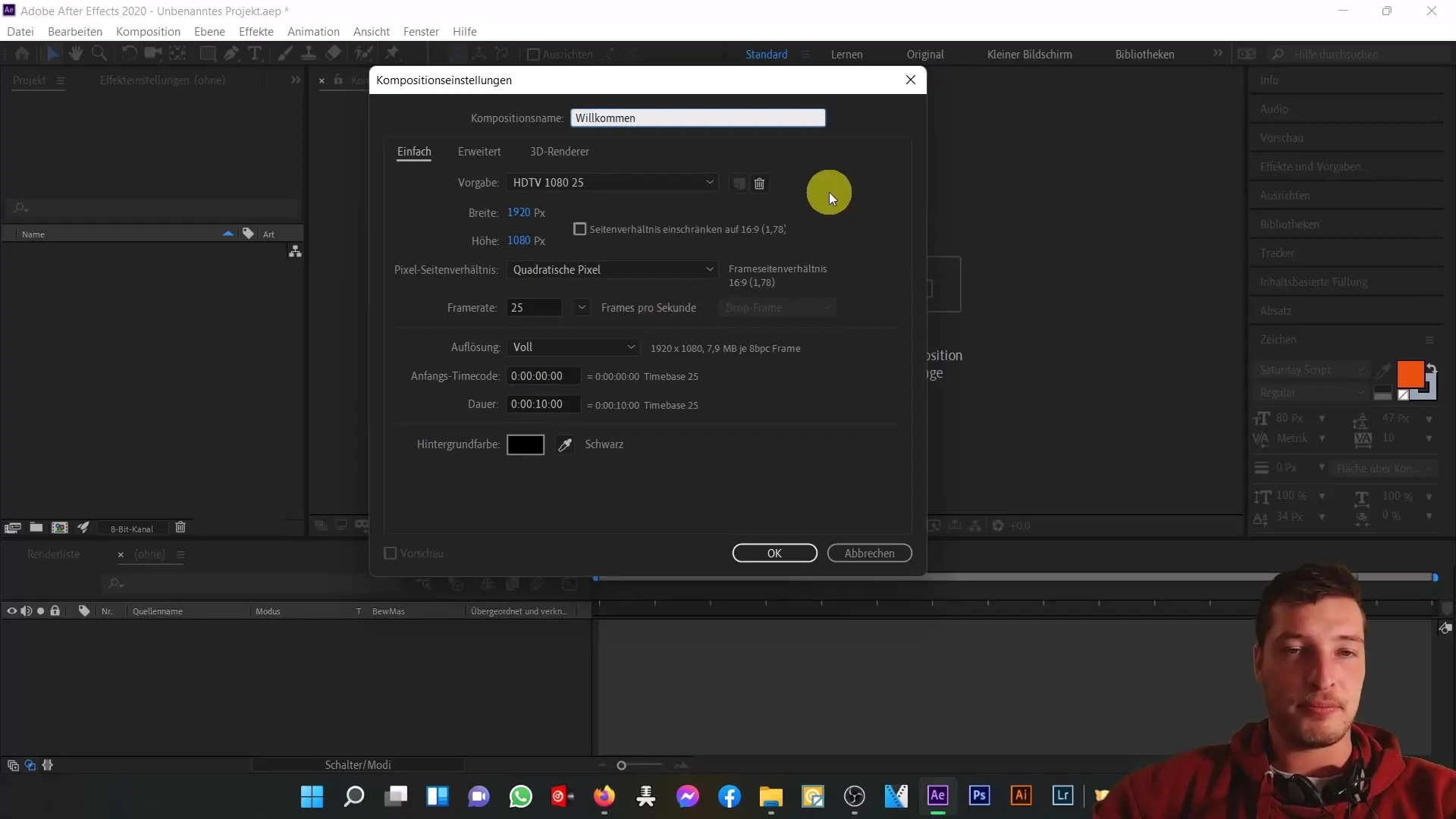 Gambaran dasar antarmuka pengguna dari After Effects