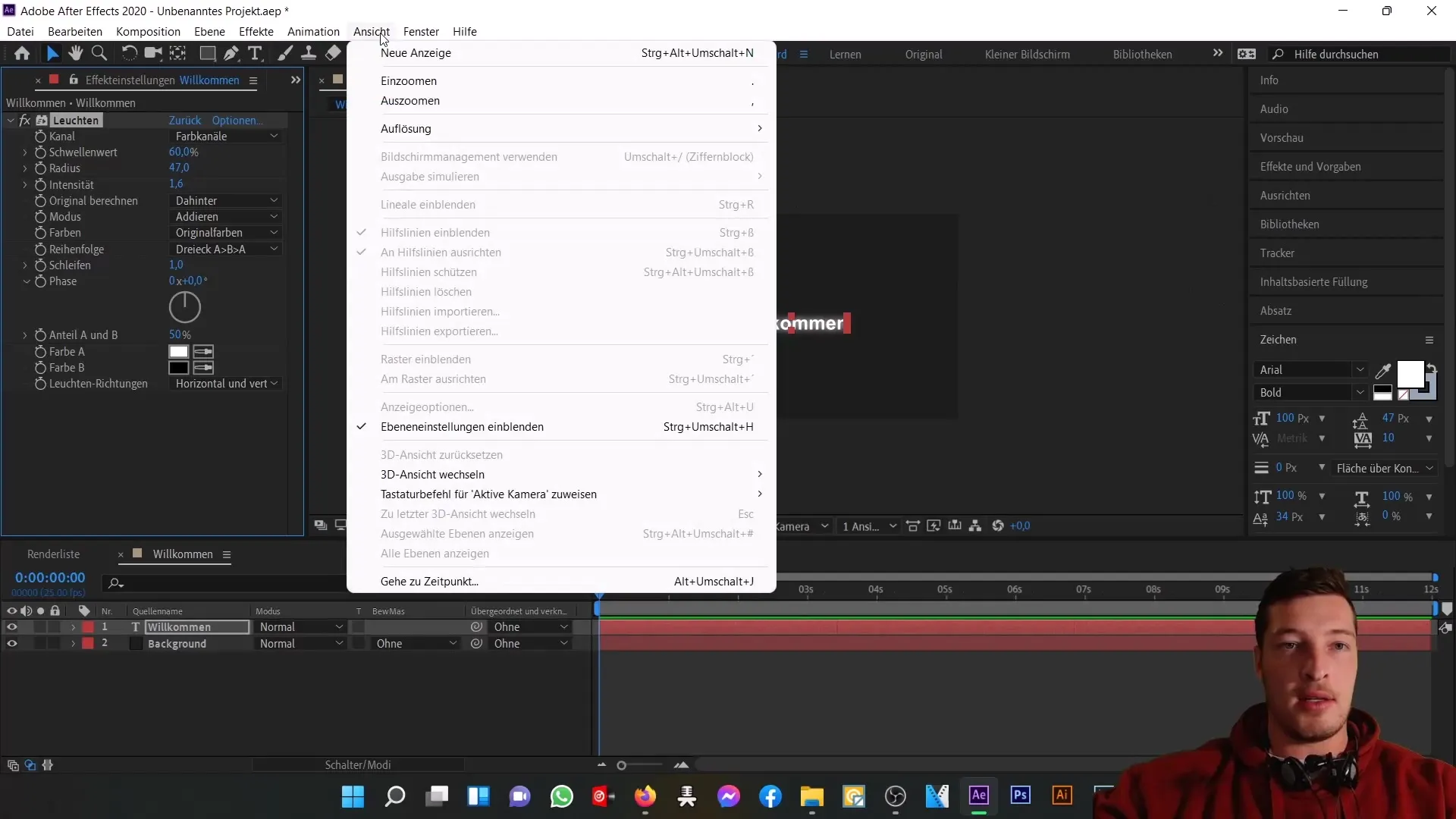 Základní přehled uživatelského rozhraní programu After Effects