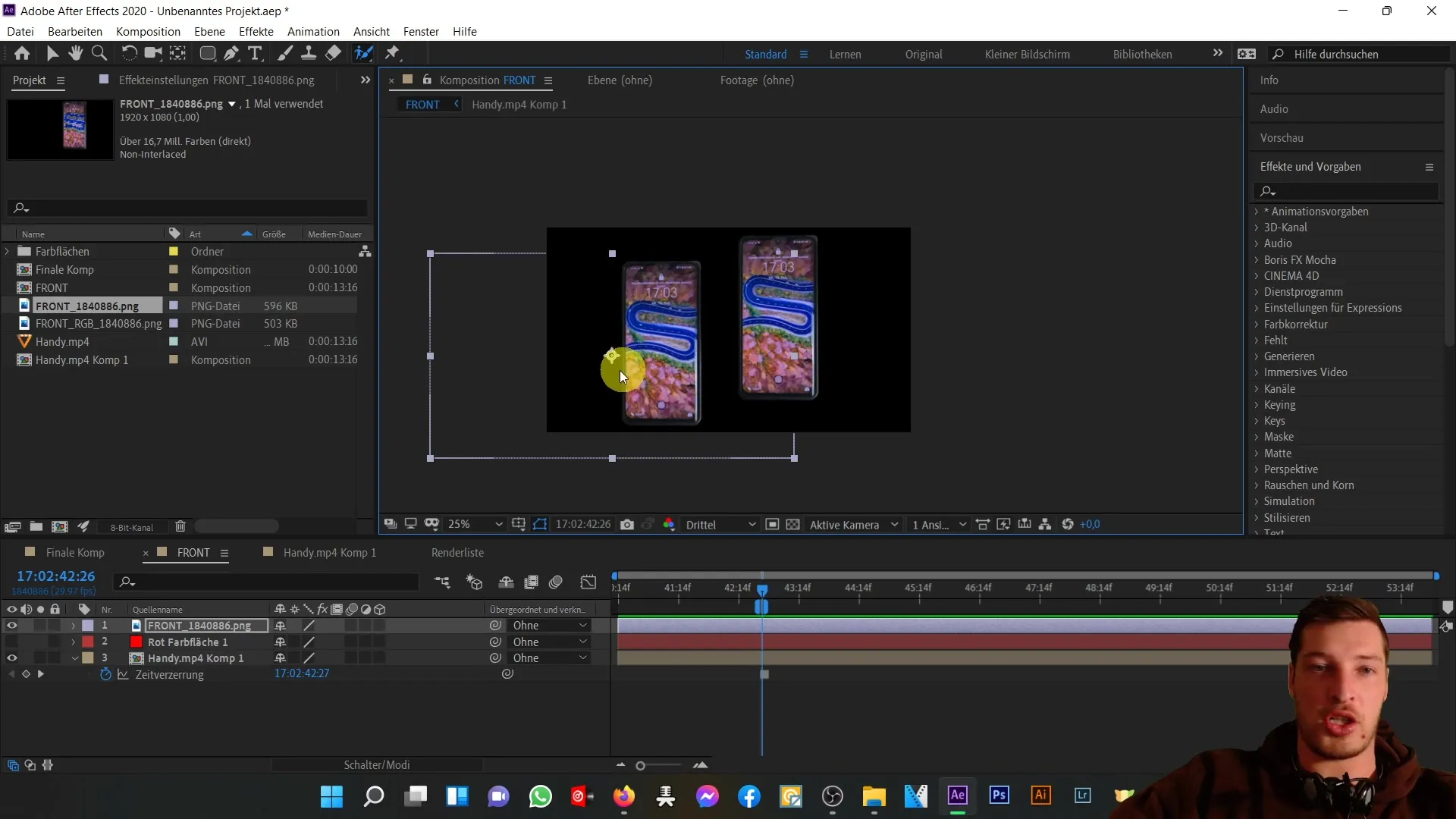 Petunjuk untuk tampilan depan ponsel di After Effects