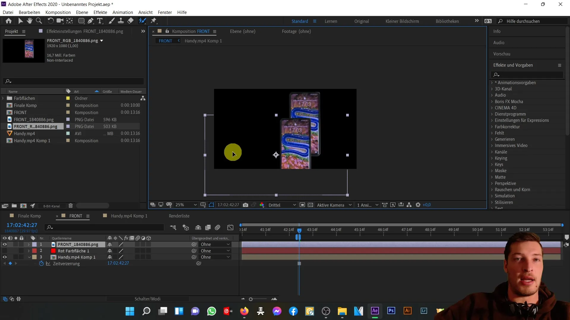 Návod na zobrazenie prednej pohľadu mobilného telefónu v programe After Effects