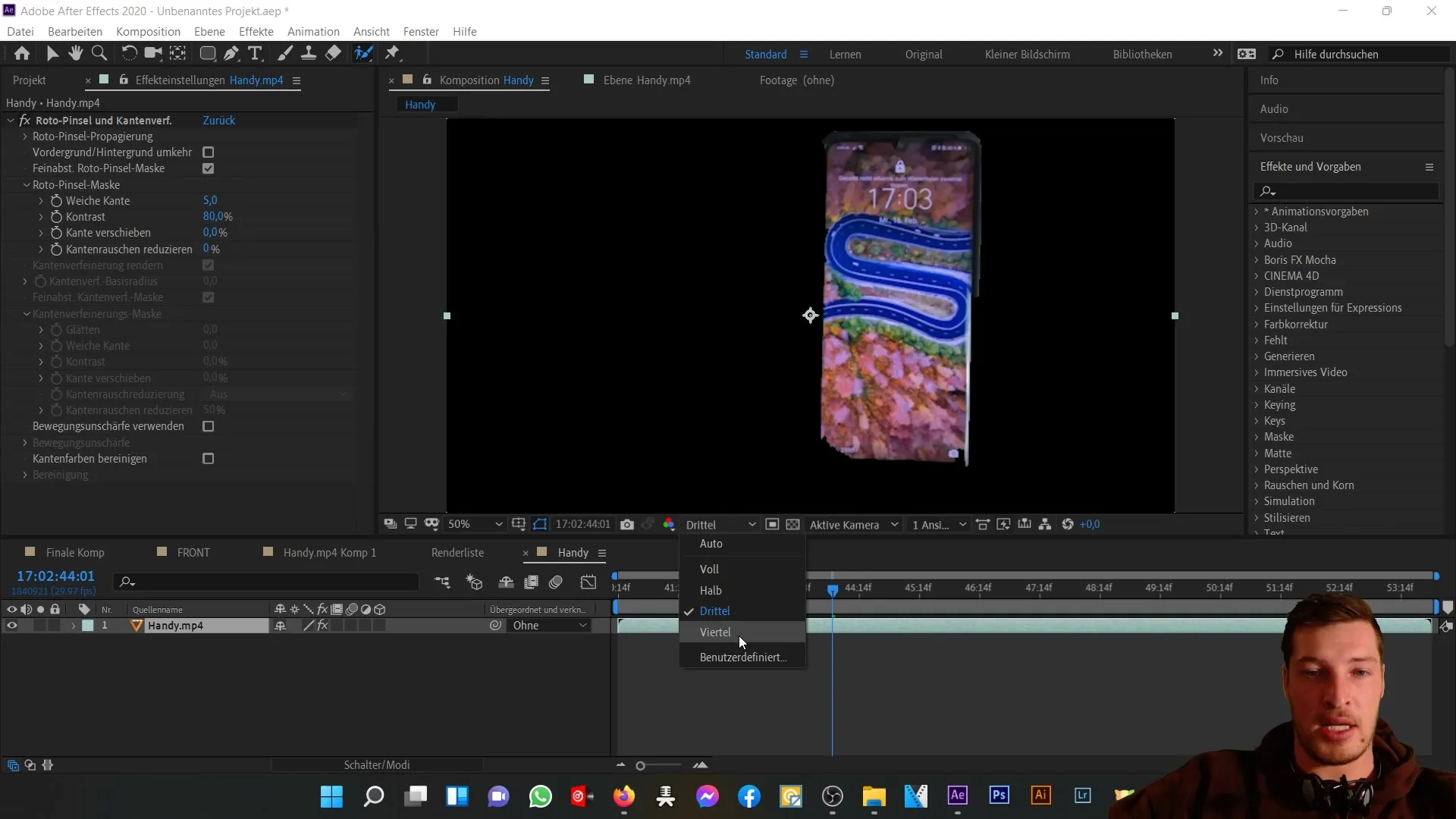 Návod na pohľad z predu mobilného telefónu v After Effects