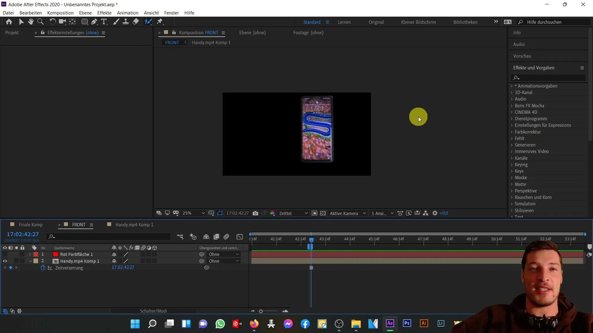 Petunjuk untuk tampilan depan ponsel di After Effects