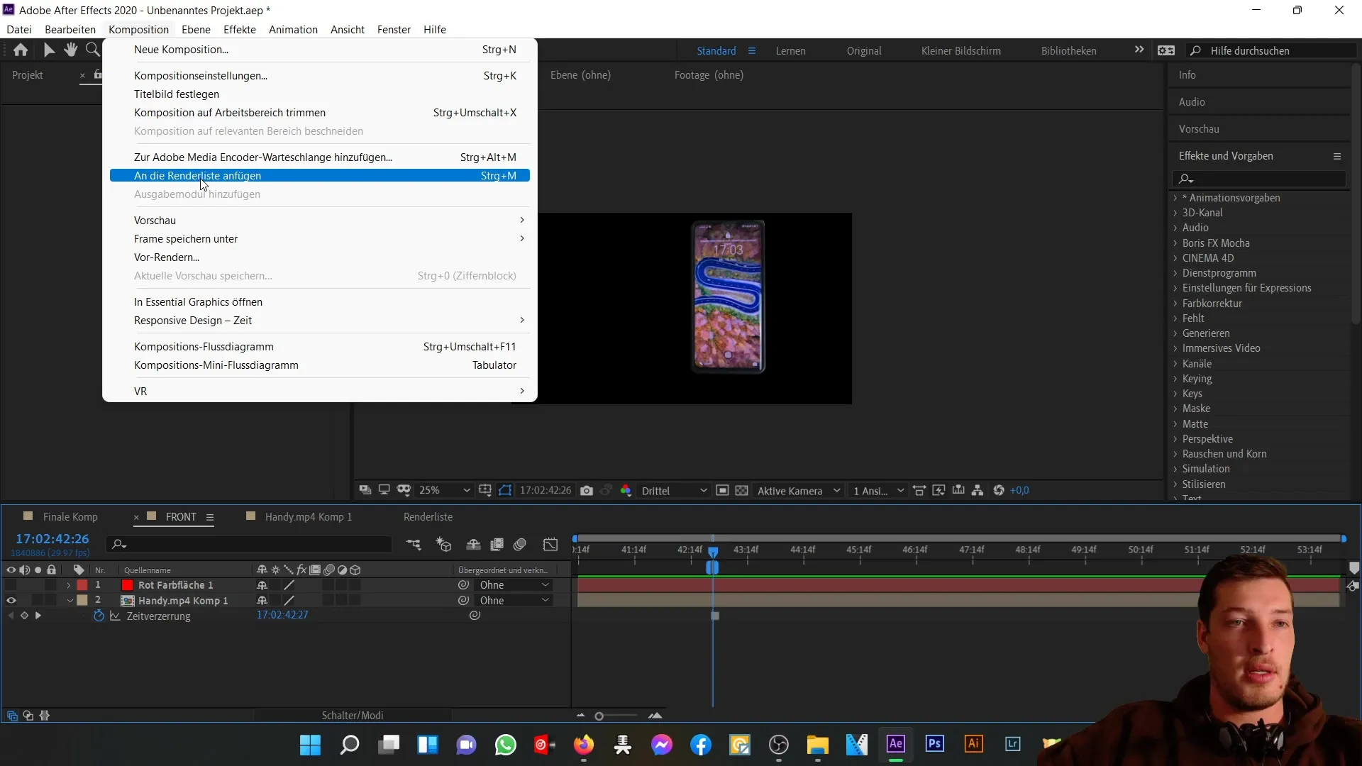 Petunjuk untuk tampilan depan ponsel di After Effects