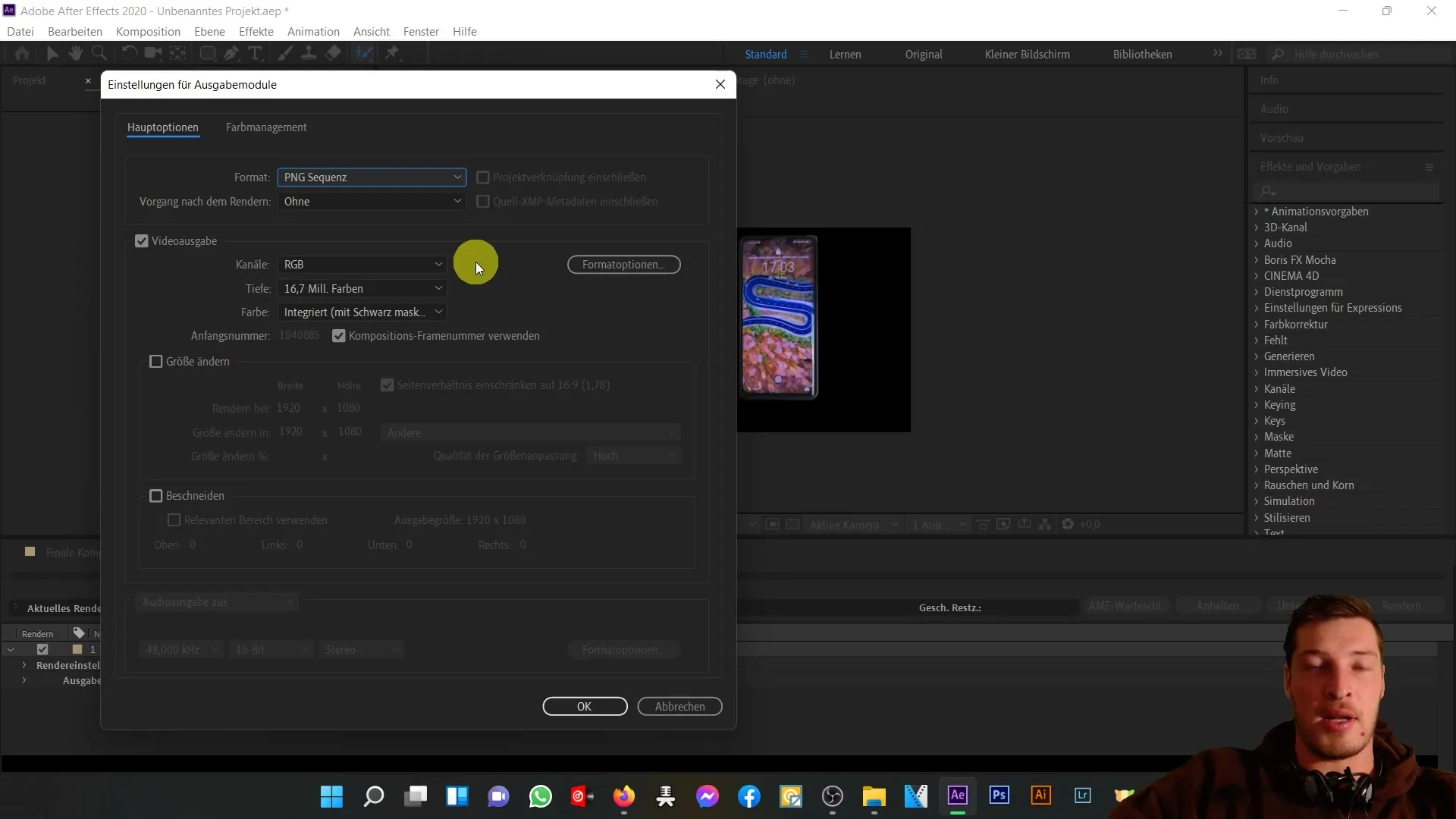 Petunjuk untuk tampilan depan ponsel di After Effects