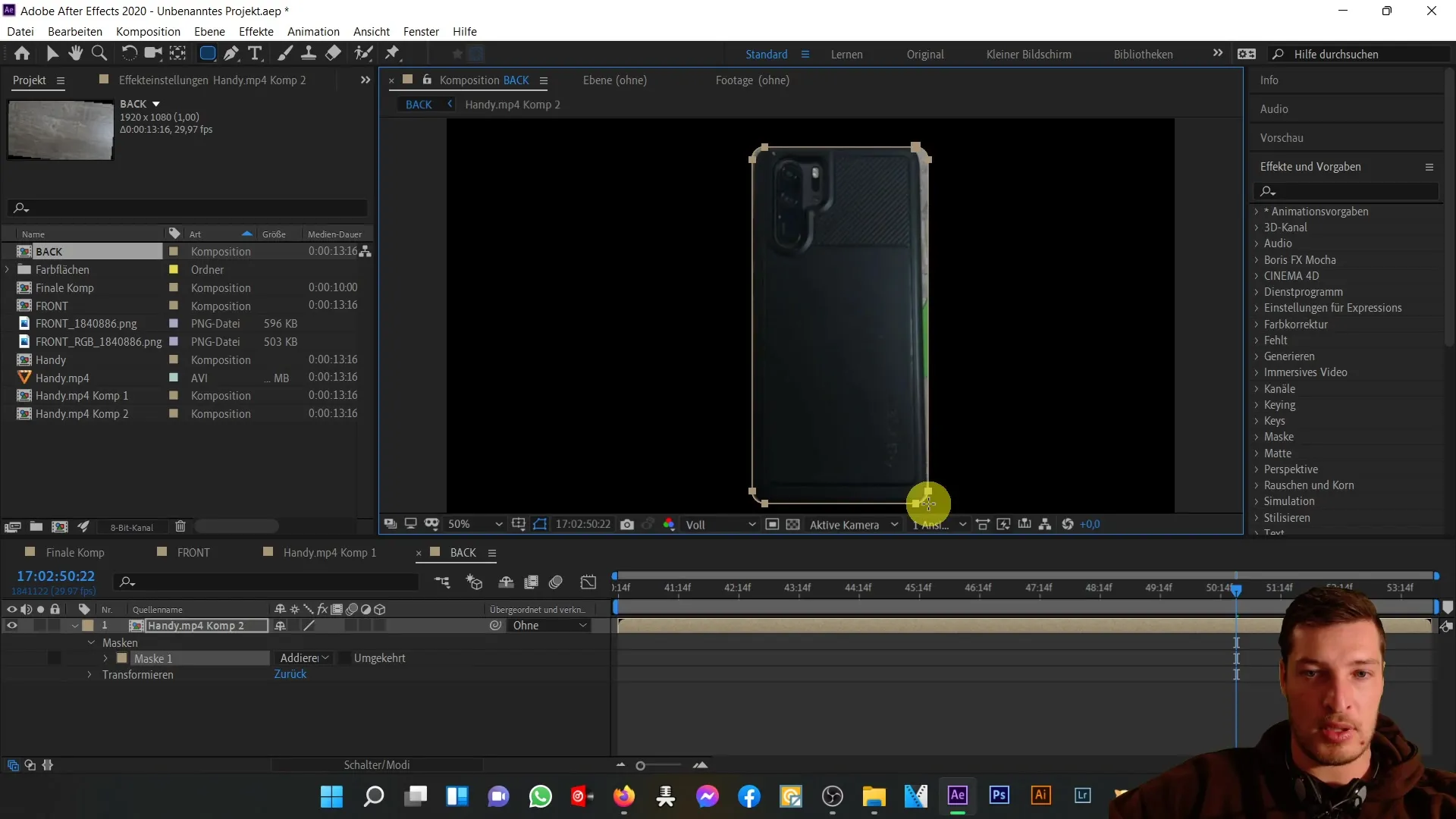 Membuat bagian belakang ponsel 3D di After Effects