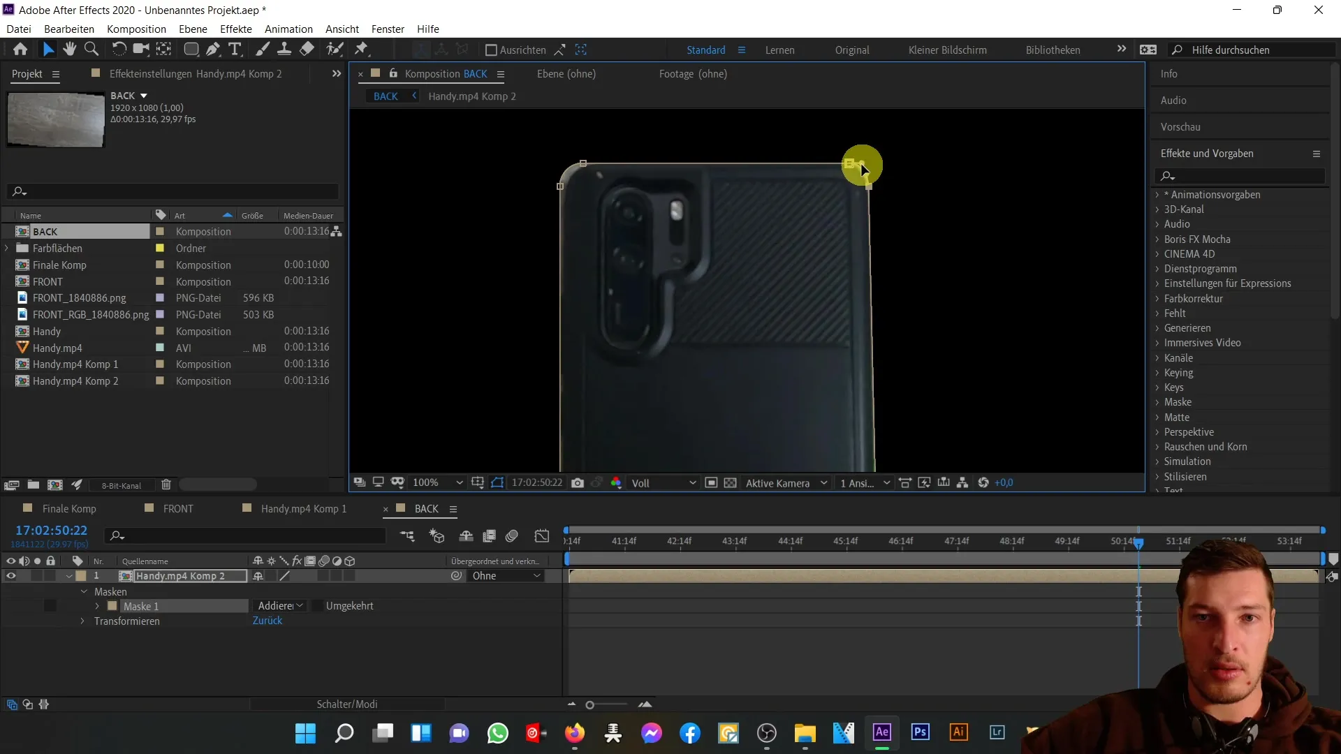 After Effects'te 3D cep telefonu arka kısmı oluşturmak