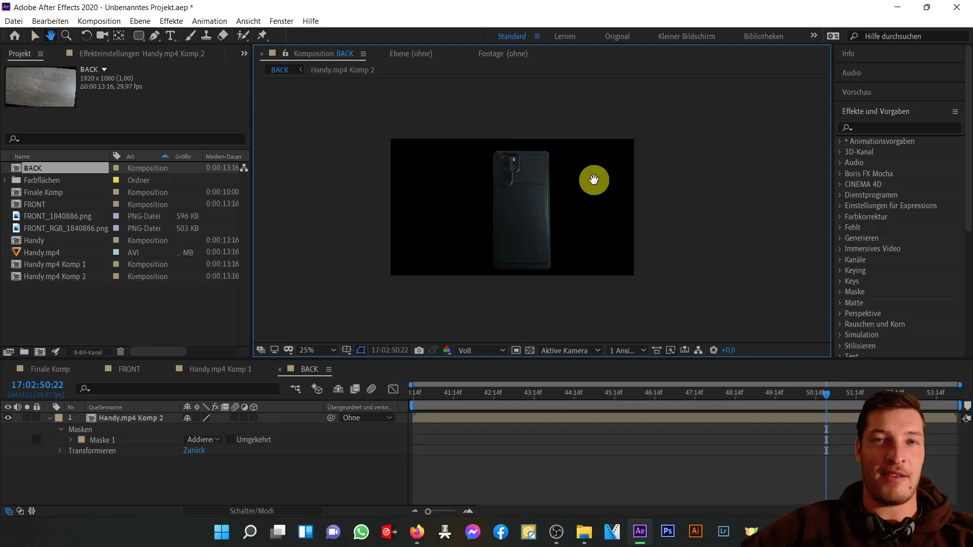 Membuat bagian belakang ponsel 3D di After Effects