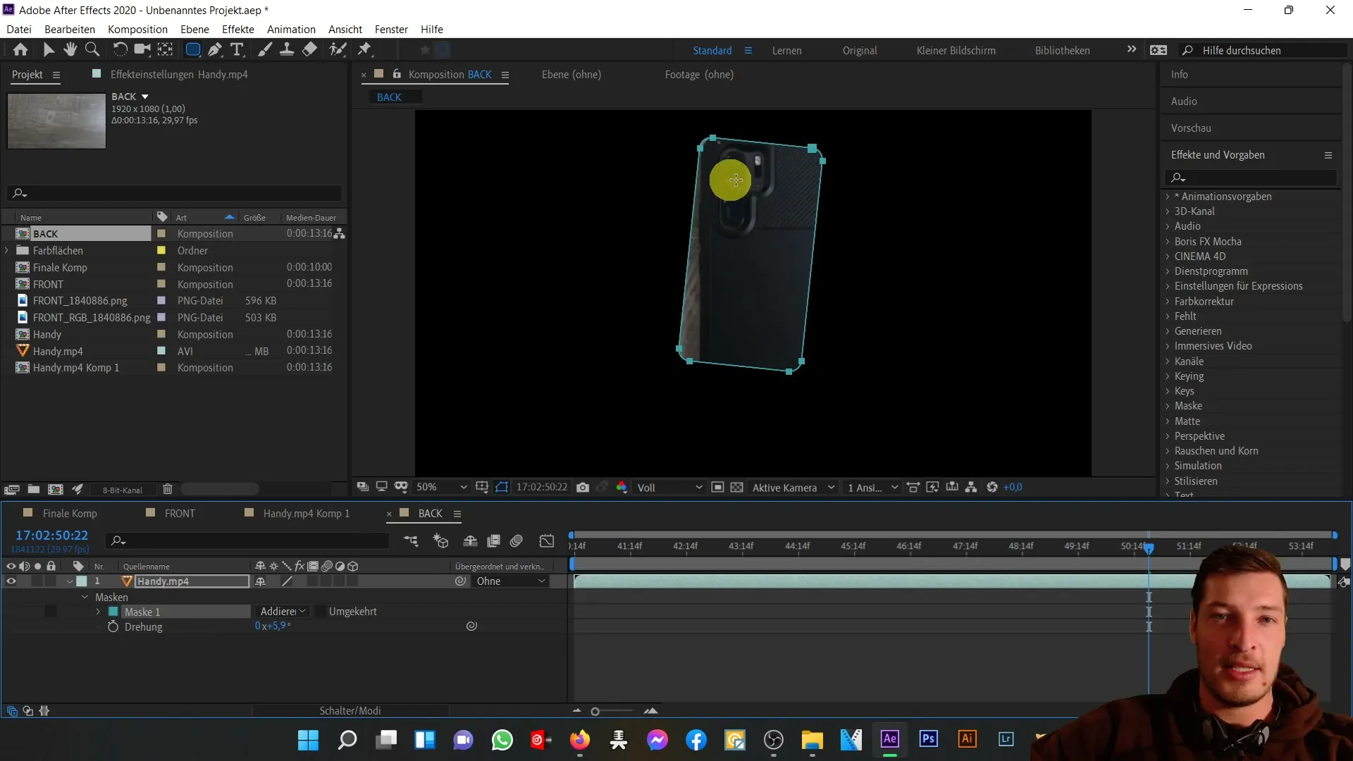 After Effects'te 3D cep telefonu arka yüzü oluşturmak