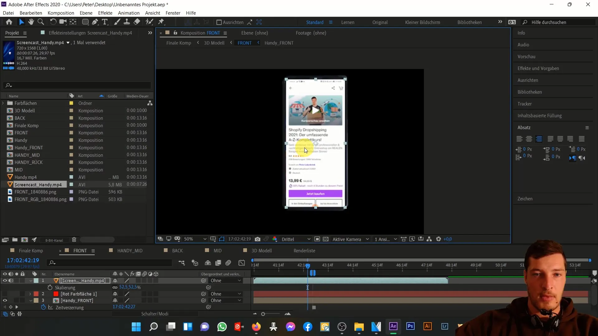 Mengatur ponsel 3D di After Effects secara individual