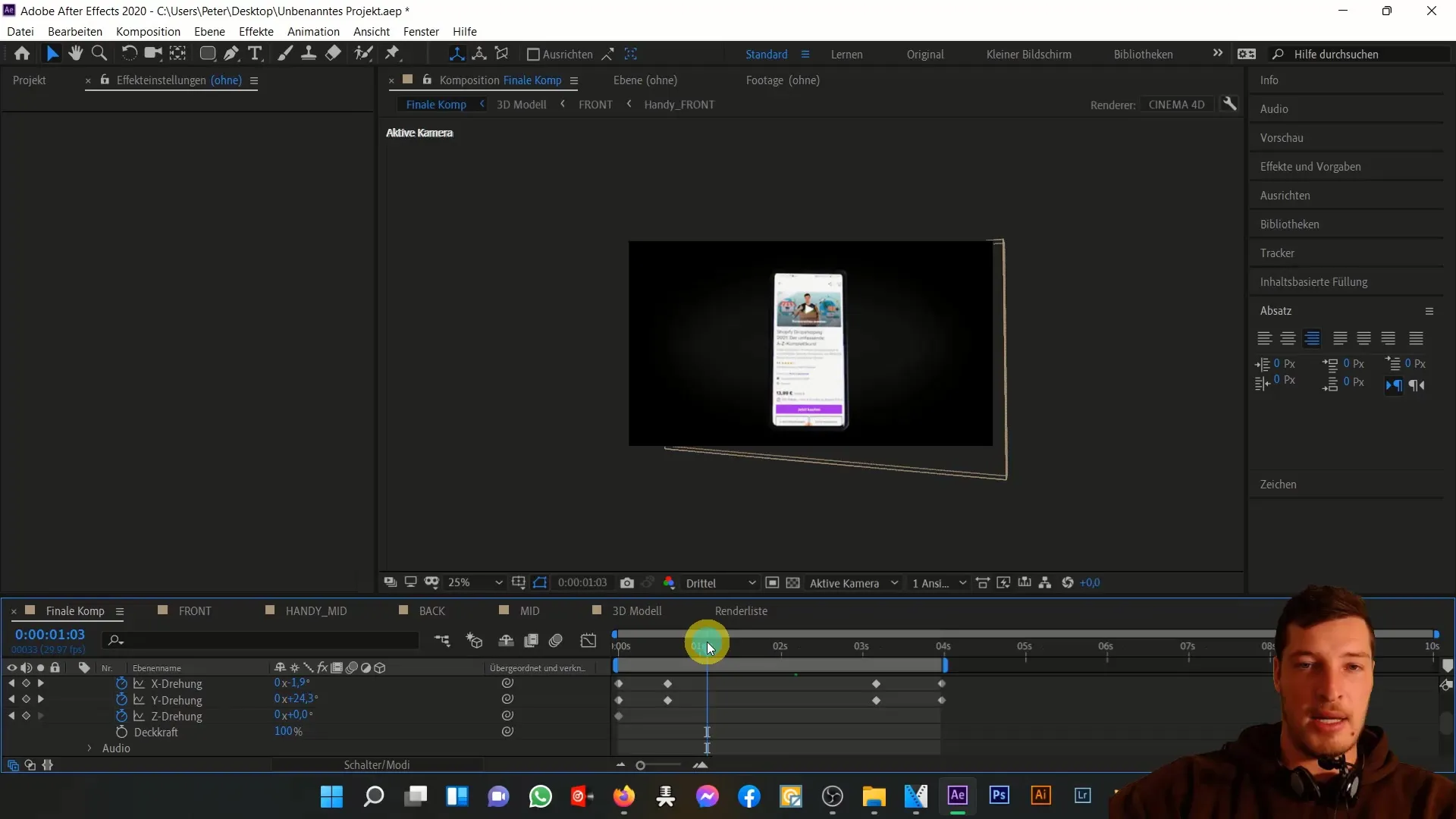 After Effects'te 3D cep telefonunu özelleştirmek