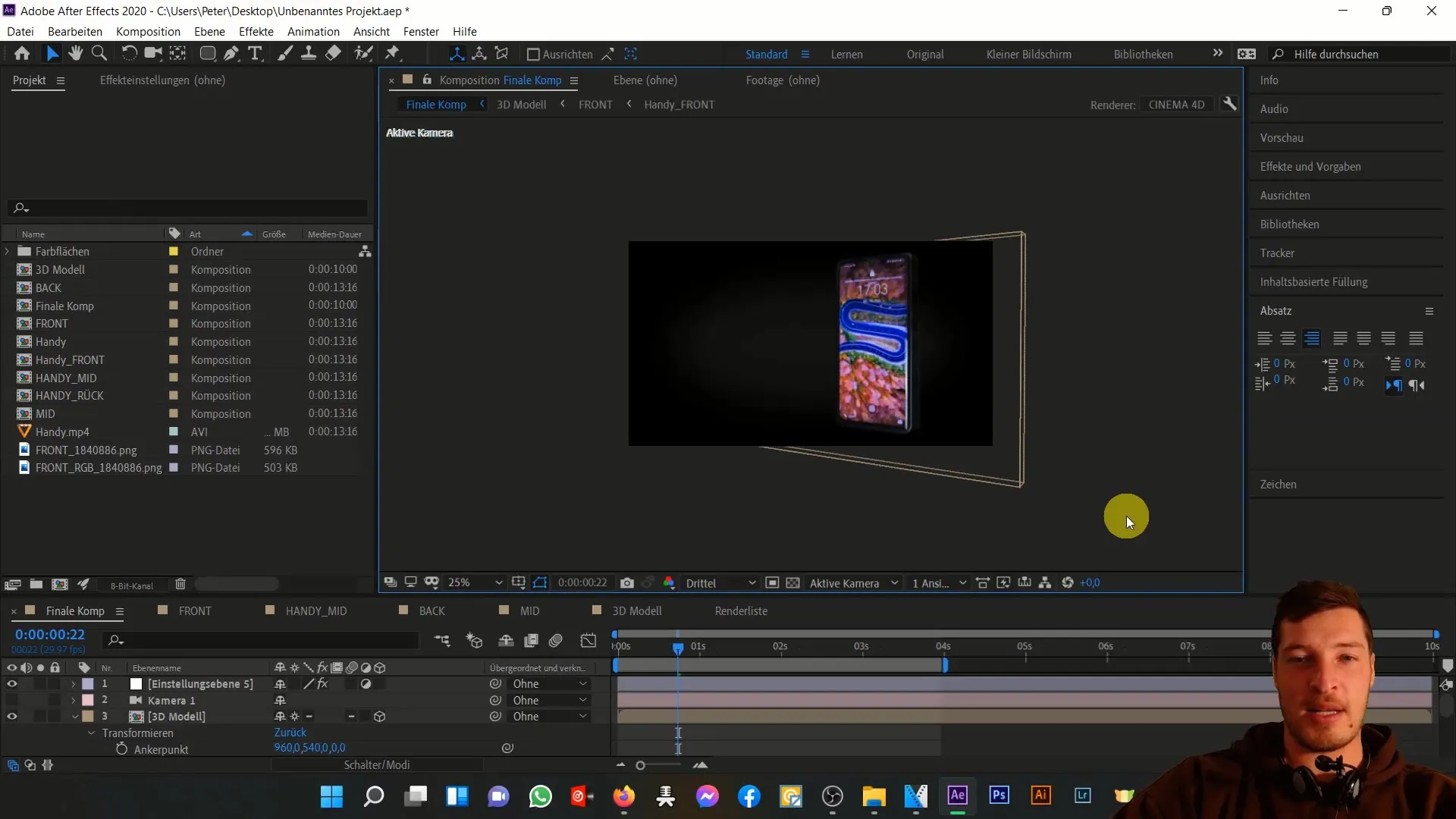 After Effects'te 3D telefonu özelleştirin