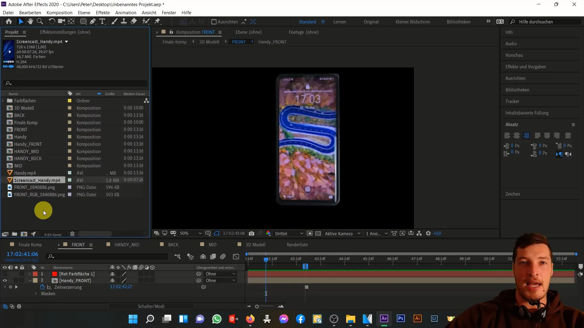 Mengatur ponsel 3D secara individual di After Effects