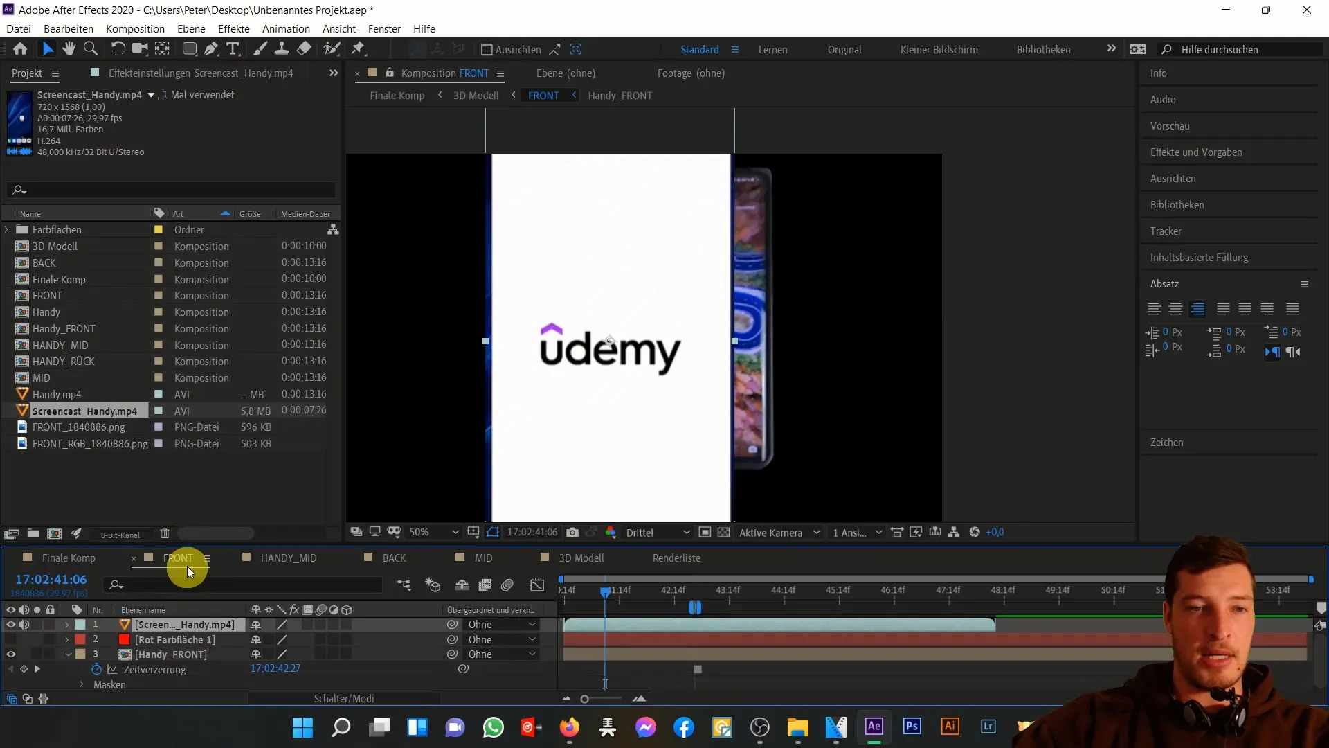 Mengatur ponsel 3D secara individual di After Effects