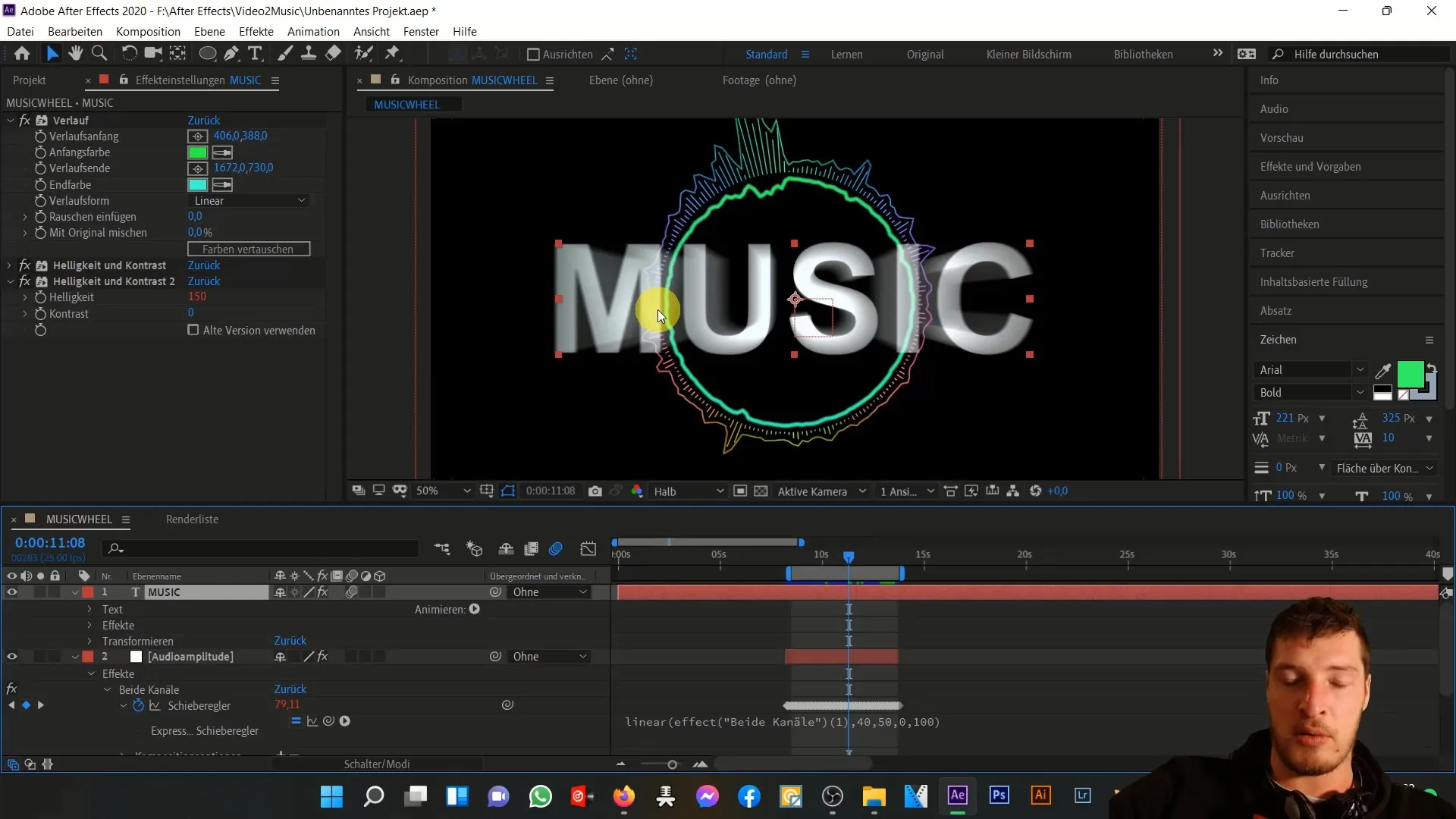 After Effects: Menganimasikan dan menyesuaikan teks untuk musik