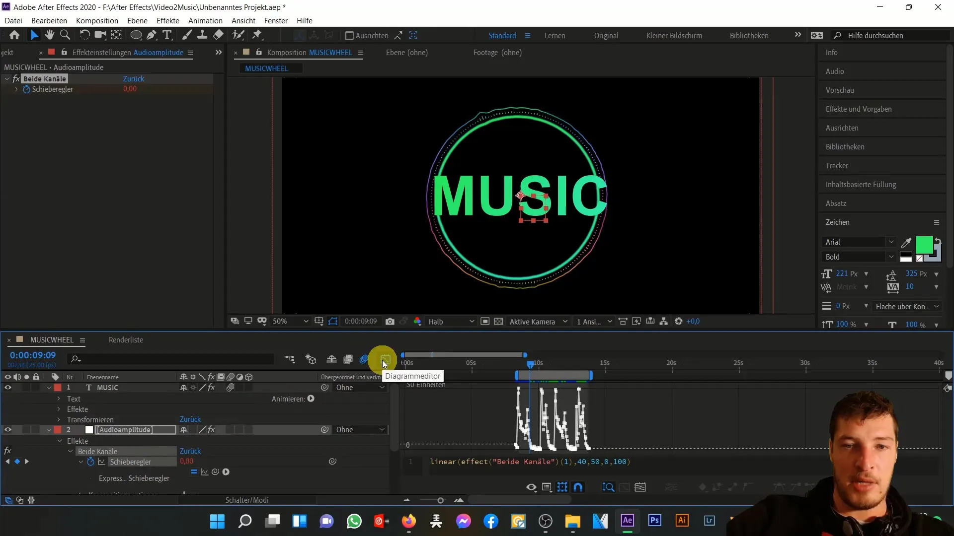 After Effects: Menganimasikan dan menyesuaikan teks untuk musik