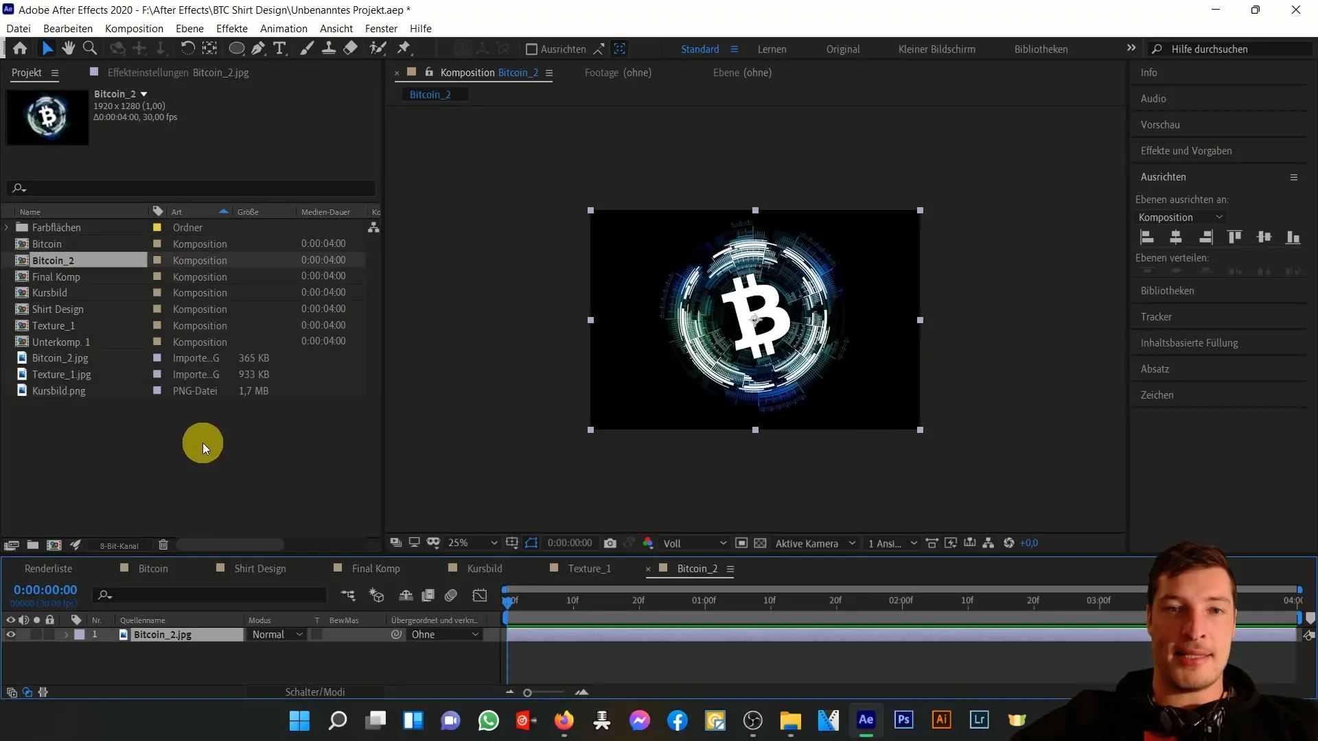 Bitcoin T-shirt tasarımını After Effects'te oluşturun