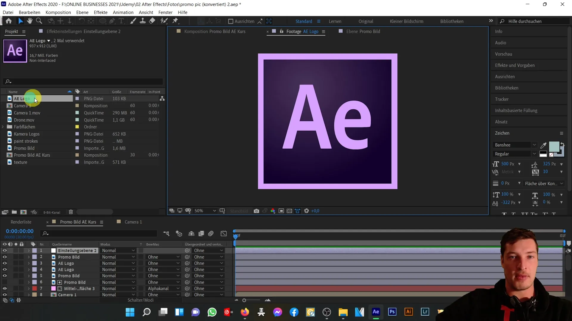 After Effects handledning: Exempelkursbilder Making-of