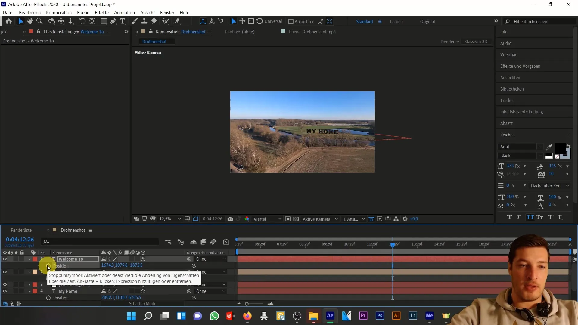 Integrasi teks kreatif dalam tembakan drone dengan After Effects