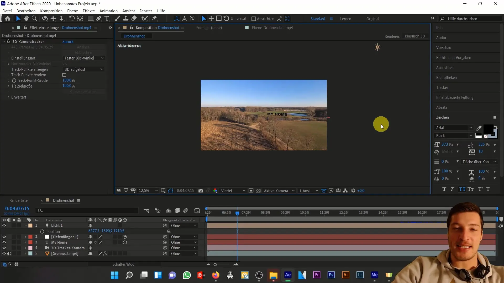 Integrasi teks kreatif dalam bidikan drone dengan After Effects