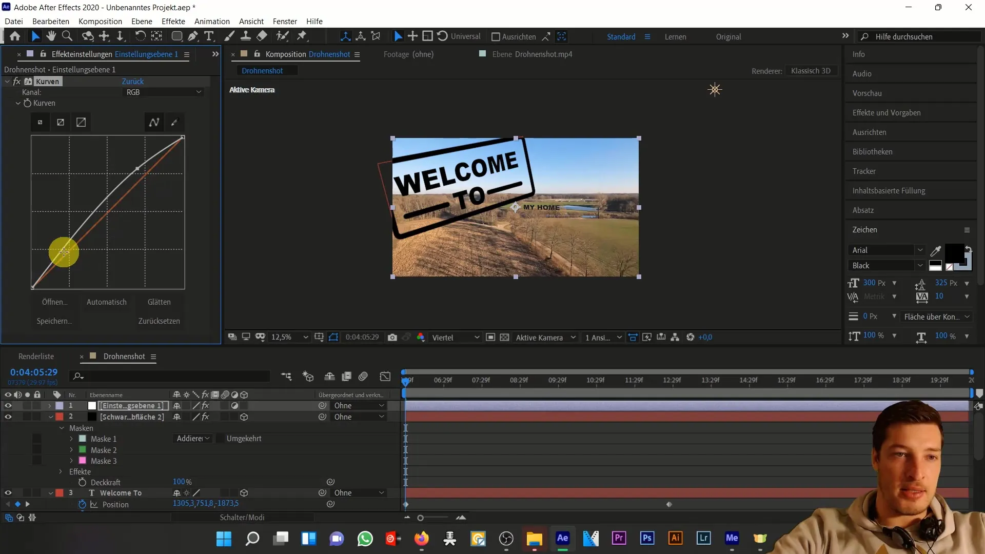 Integrasi teks kreatif dalam tembakan drone dengan After Effects