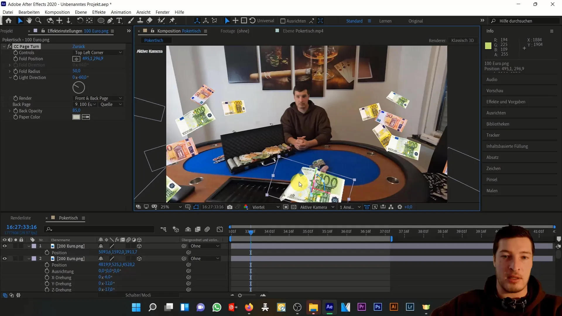 Membuat efek gerakan 3D pada uang kertas di After Effects