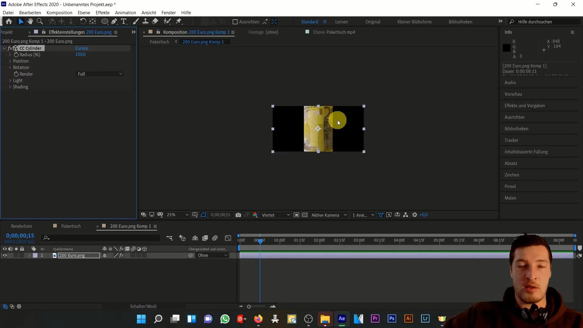 Menganimasikan uang kertas di After Effects - membuat efek gerakan 3D