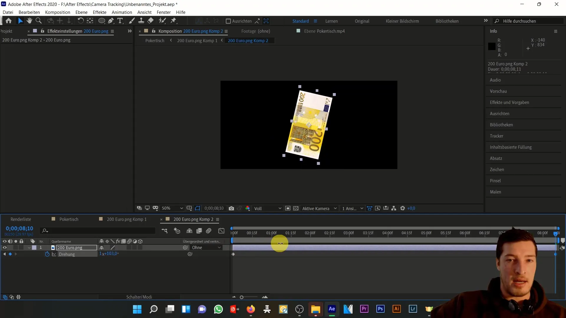 Menganimasikan uang kertas di After Effects - membuat efek gerakan 3D