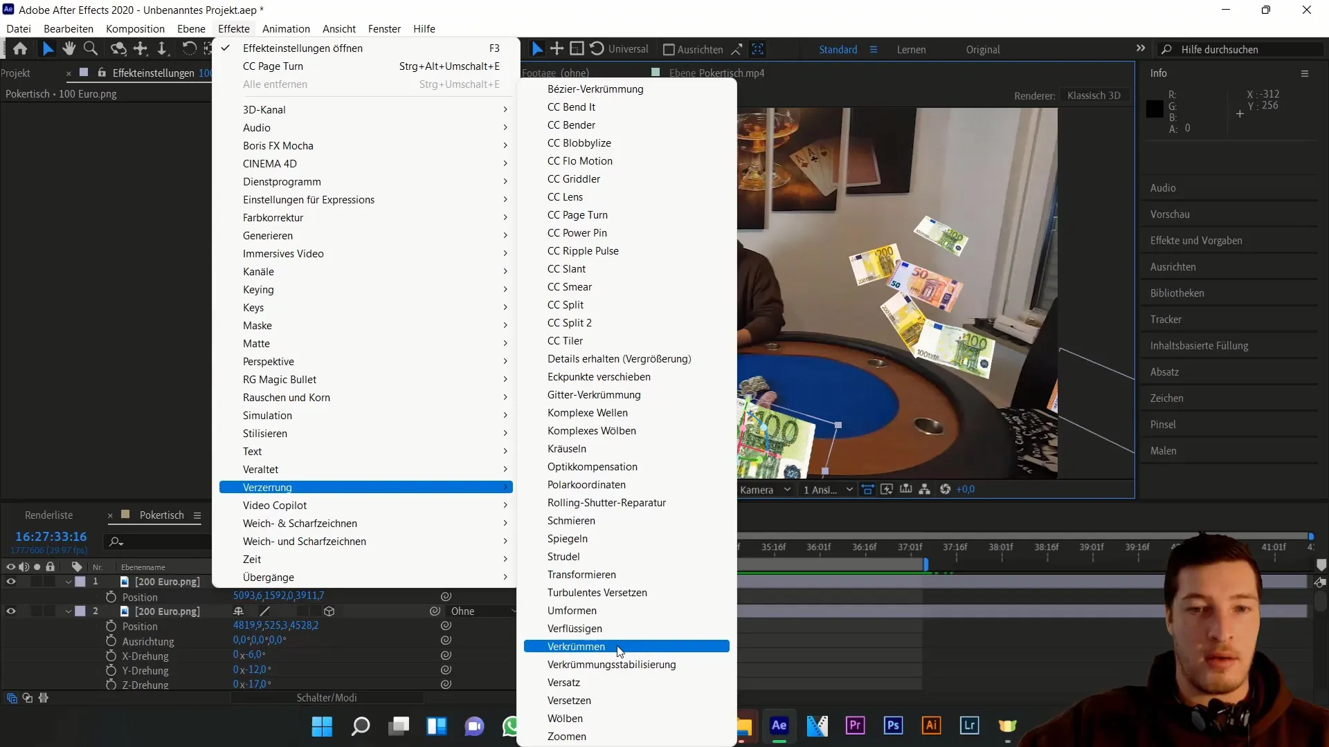 Menganimasikan uang kertas di After Effects - membuat efek gerakan 3D