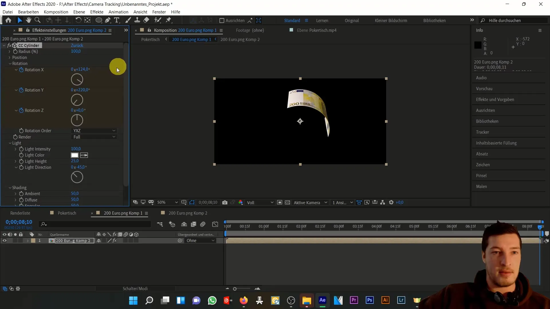 Menganimasikan uang kertas di After Effects - membuat efek pergerakan 3D