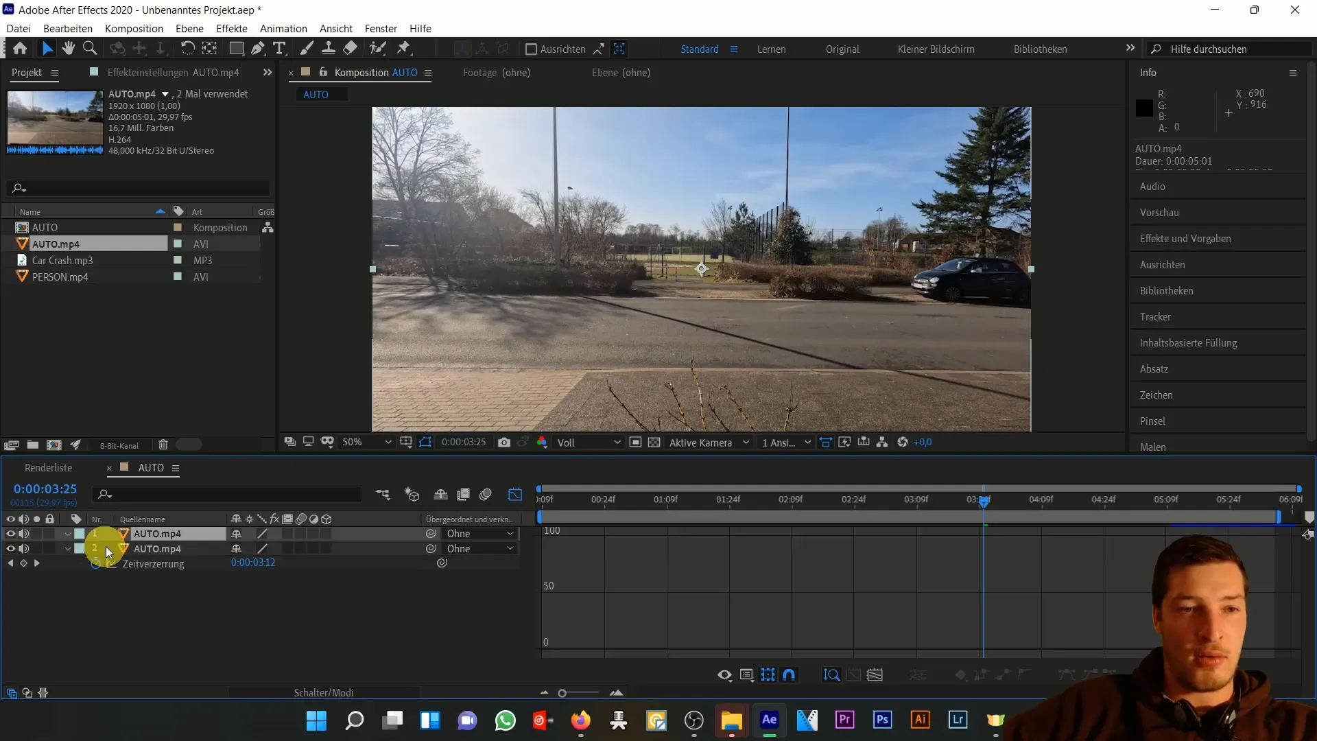 Simulace dopravní nehody v programu After Effects - porozumění časovému zkreslení