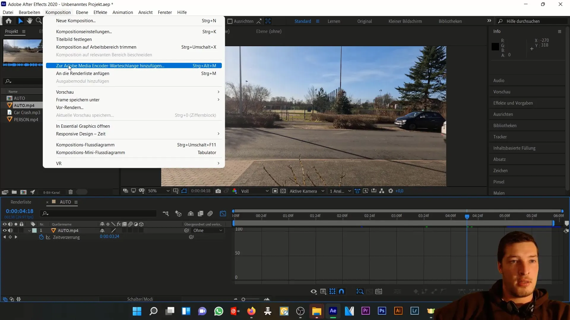 Simulace autonehody v programu After Effects - porozumění časovému zkreslení