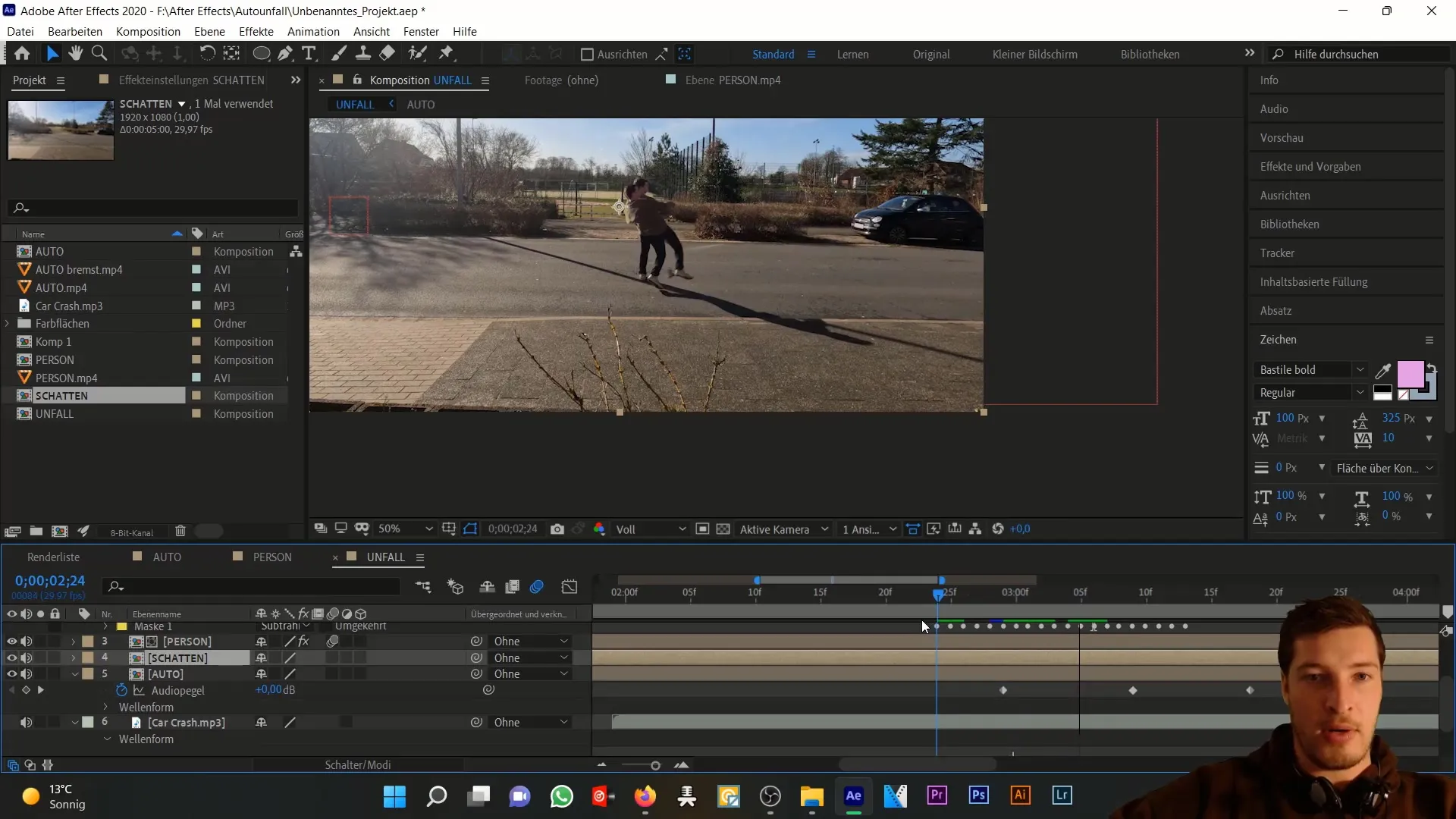 After Effects Tutorial: De schaduw van de persoon perfect simuleren