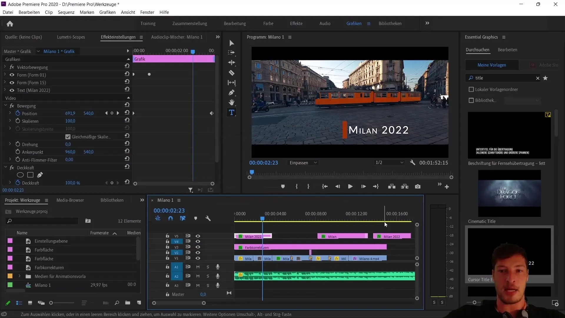 Membuat dan mengekspor template animasi di Adobe Premiere Pro CC