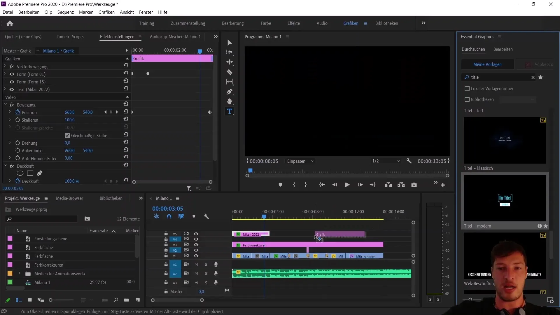 Membuat dan mengekspor template animasi di Adobe Premiere Pro CC